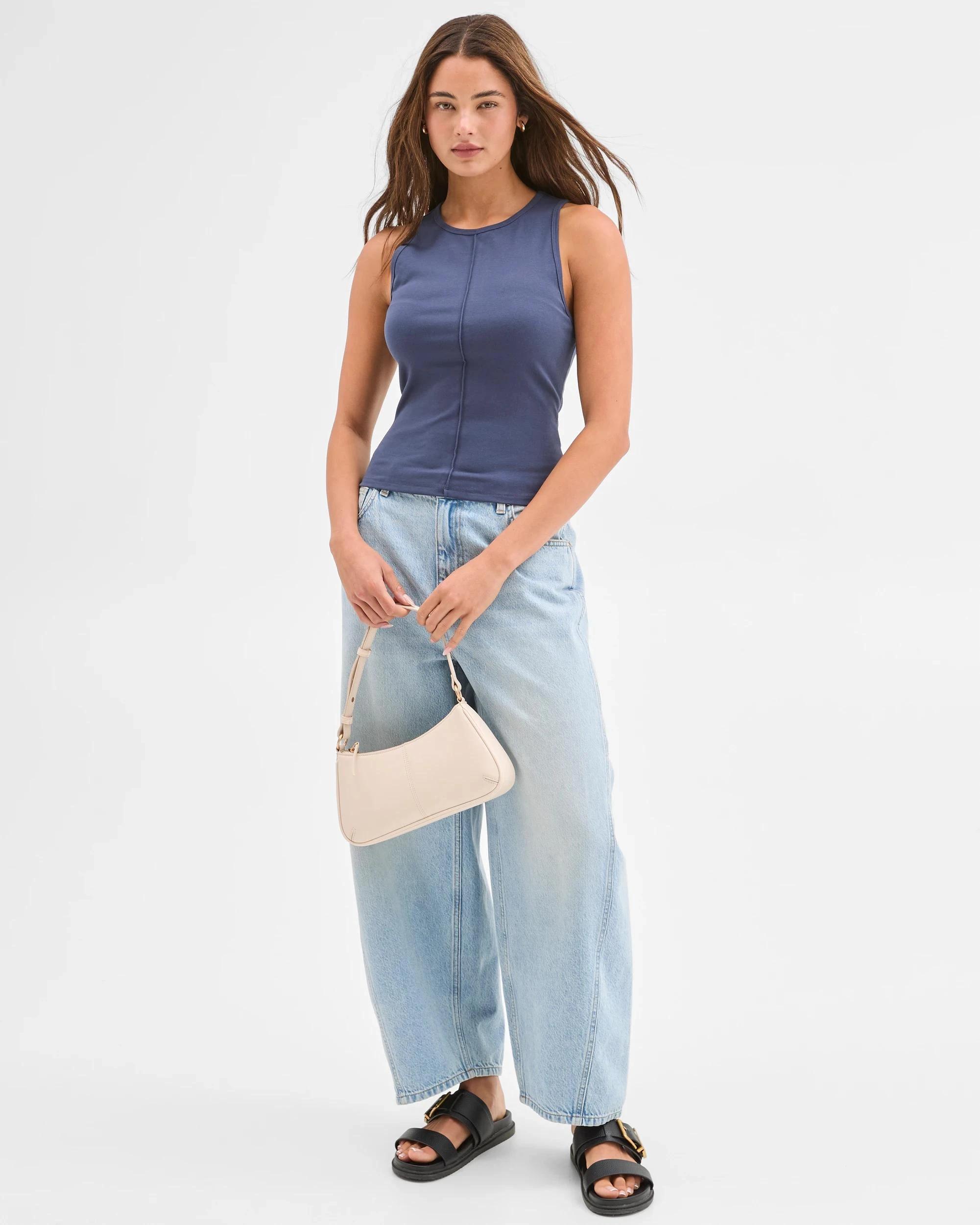 3 Lily Loves Australian Cotton Blend Exposed Seam Tank Top DUSTY BLUE, 3 of 6