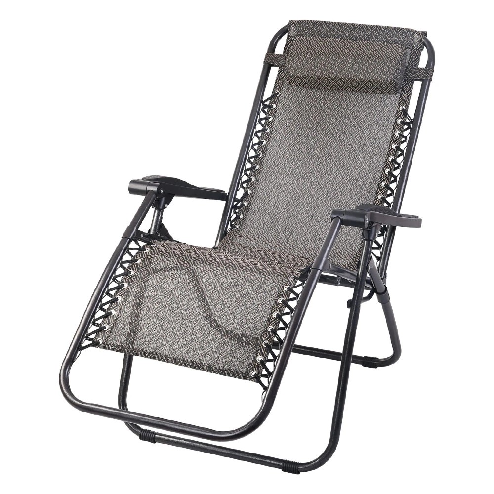 1 Gardeon Zero Gravity Chair Folding Outdoor Recliner Adjustable Sun Lounge Camping - Beige, 1 of 8