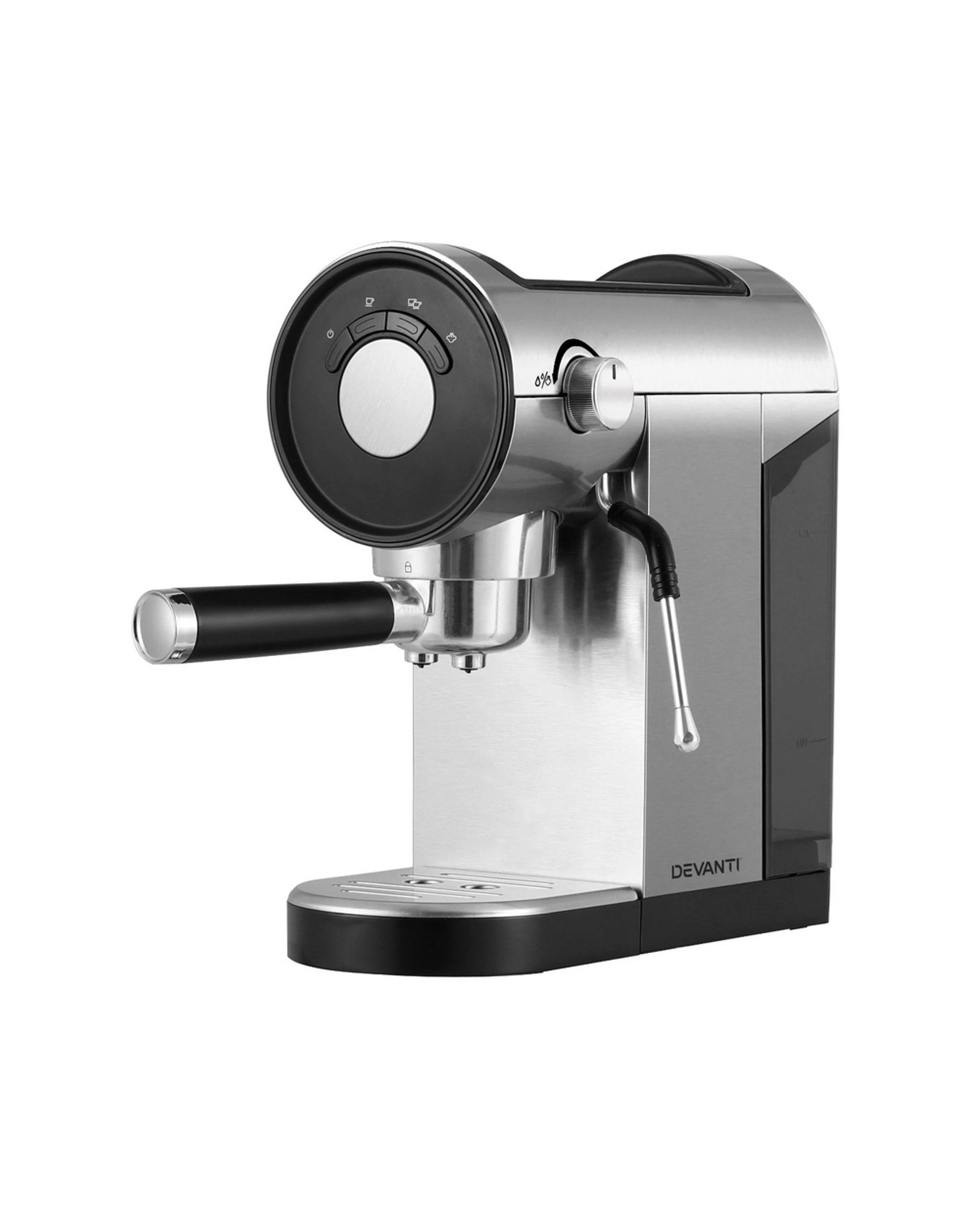 1 Devanti 20 Bar Coffee Machine Espresso Cafe Maker - Silver, 1 of 5