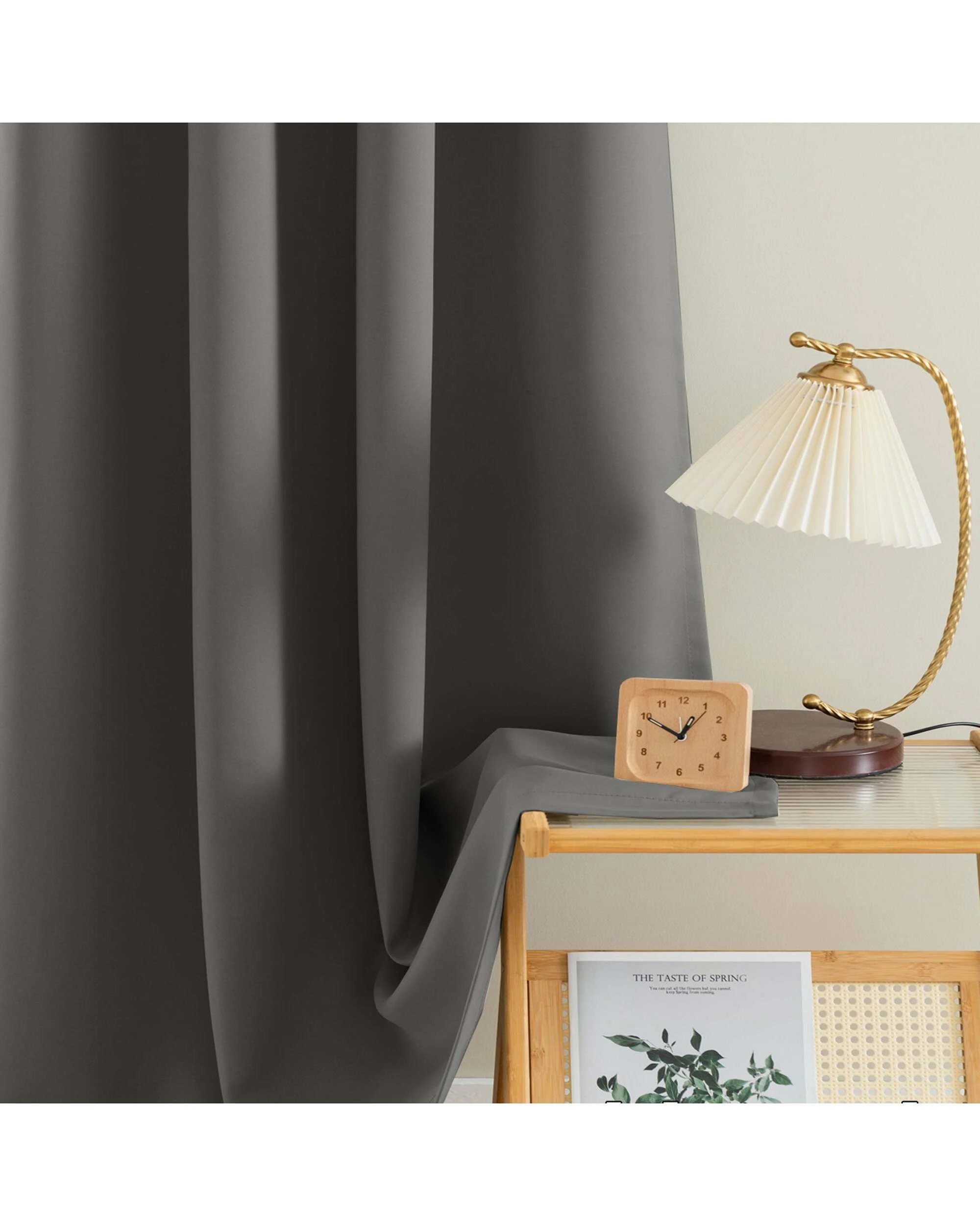 2 Smarcute Blockout Grommet Solid Curtain - 2X 132x183cm - Charcoal, 2 of 4