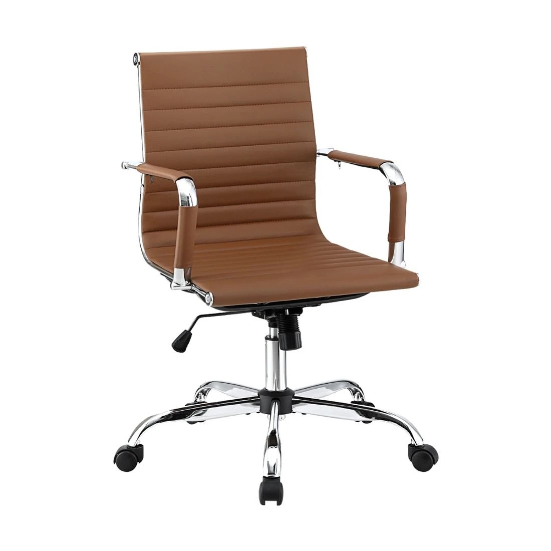 1 Artiss Office Chair Conference Chairs PU Leather Mid Back - Brown, 1 of 6