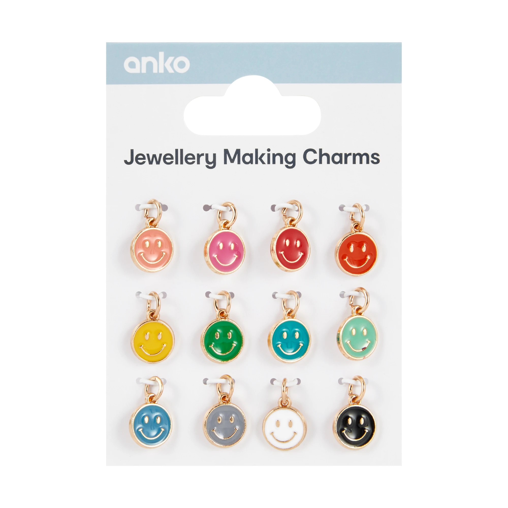 1 12 Piece Jewellery Making Charms - Smiley Face, 1 of 3