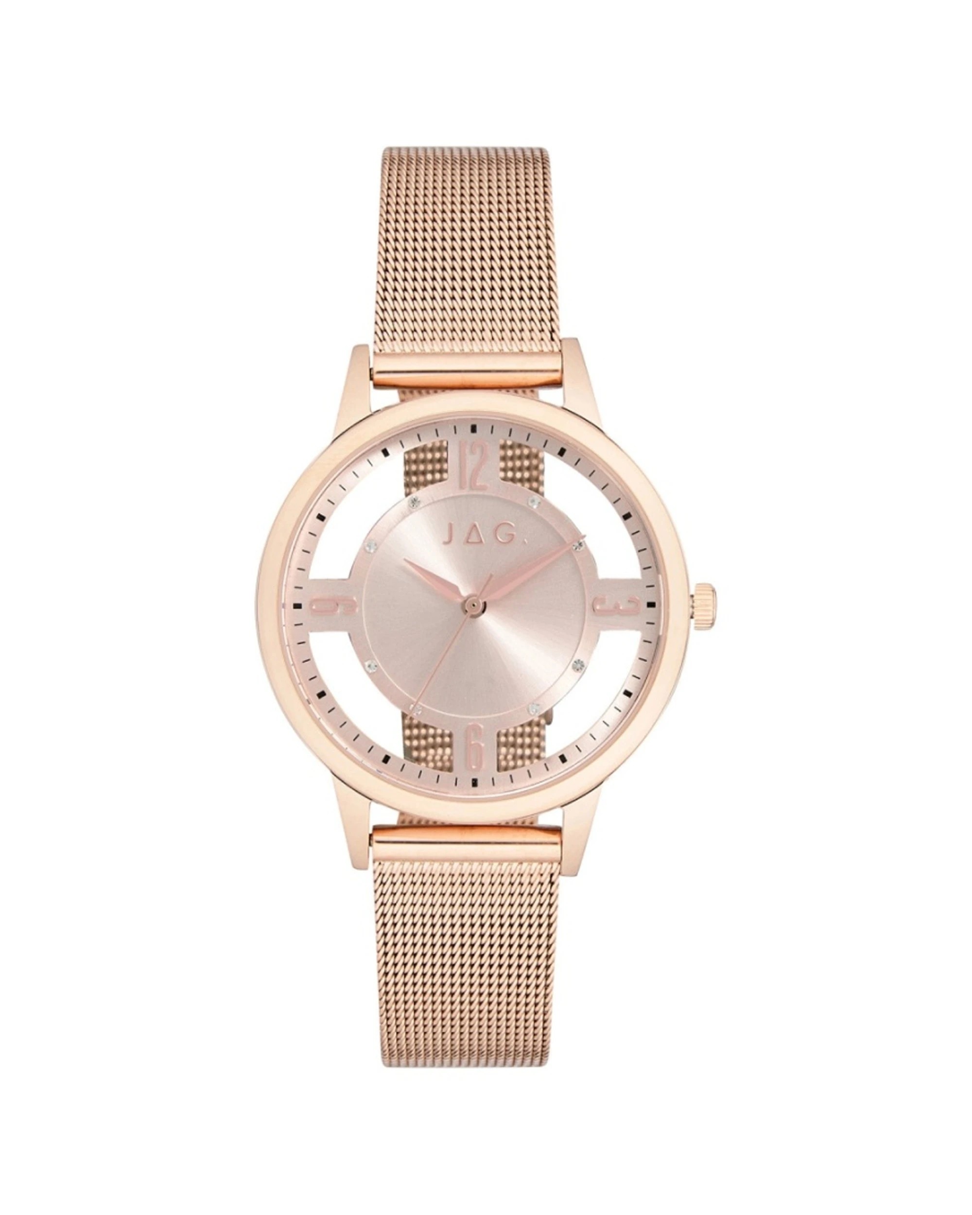 1 JAG Como Rose Gold Stainless Steel Mesh Band 36mm Watch 50m Water Resistant, 1 of 3