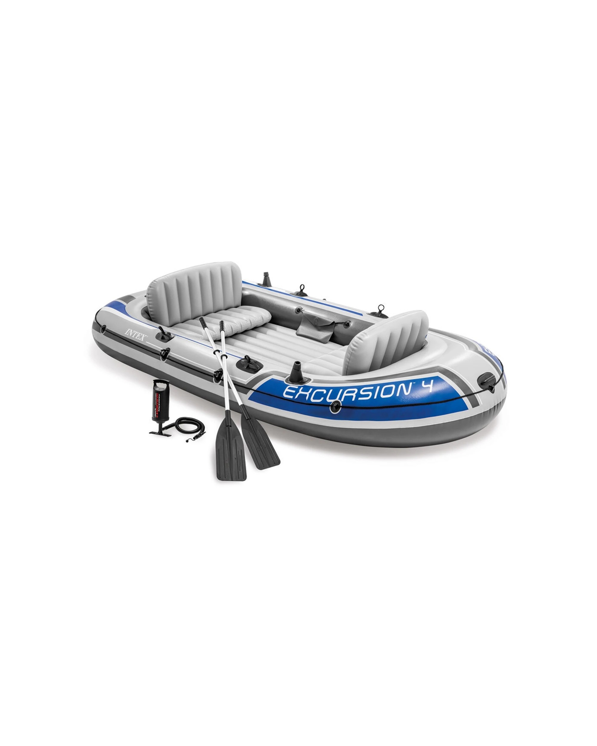 1 Intex Excursion 4 Person Inflatable Boat With Rod Holders Gear Pouch - Grey, 1 of 8
