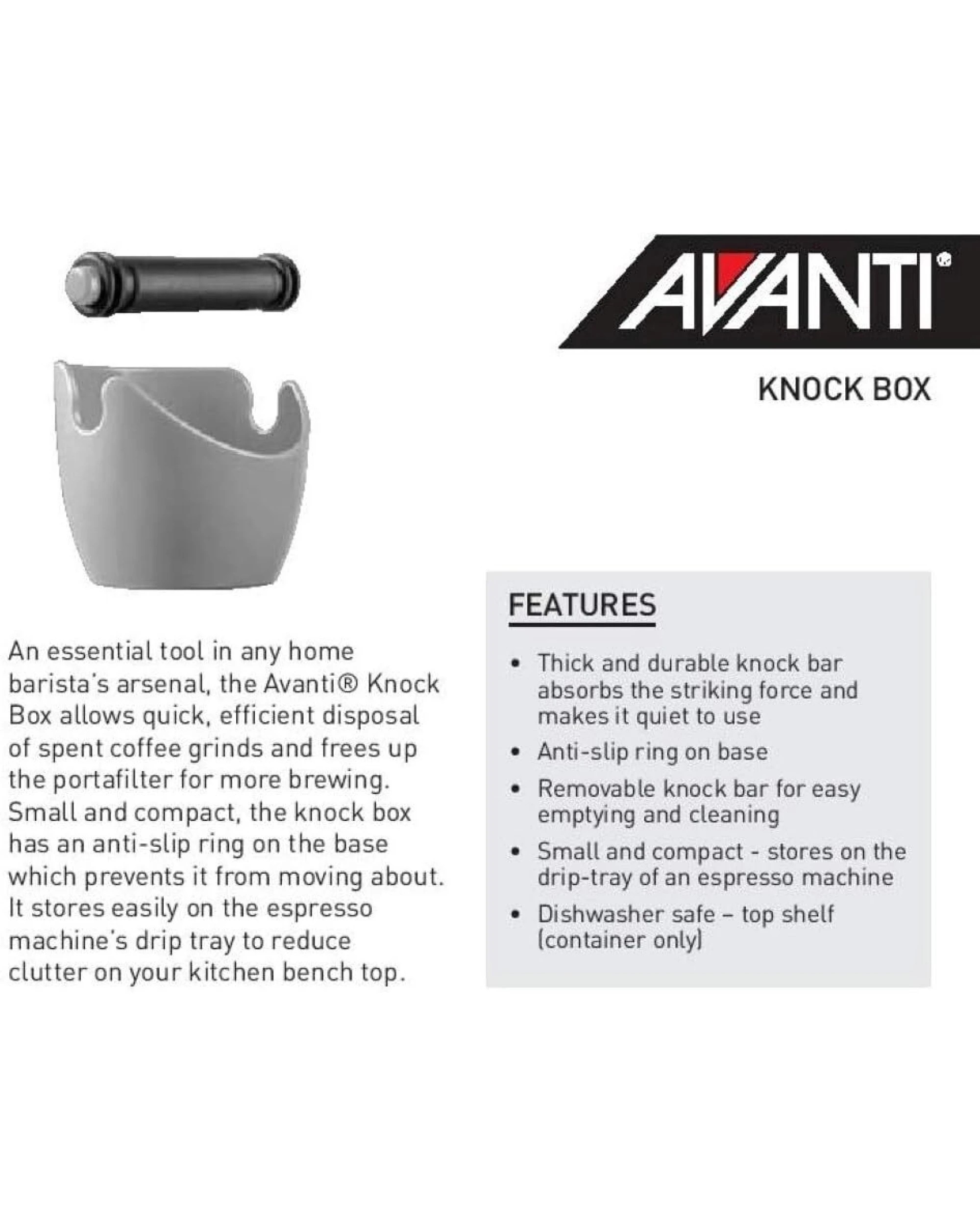 4 Avanti Coffee Espresso Grinds Waste Tamp Knock Box Bin Bucket Container in Silver, 4 of 4