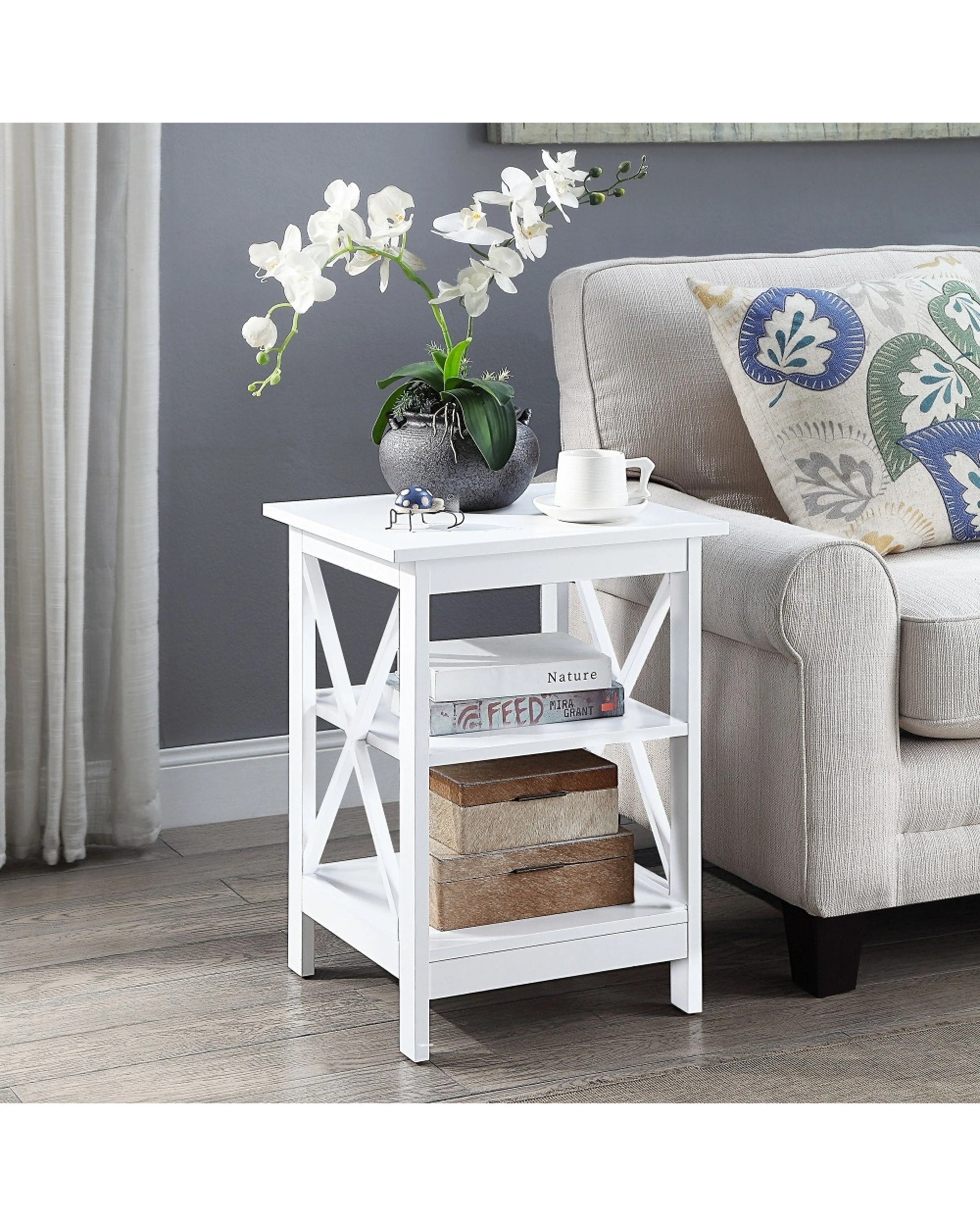 4 Alpine Bay Long Island 2 Shelf Side Table NC Painted Matte Finish Storage Unit - White, 4 of 4