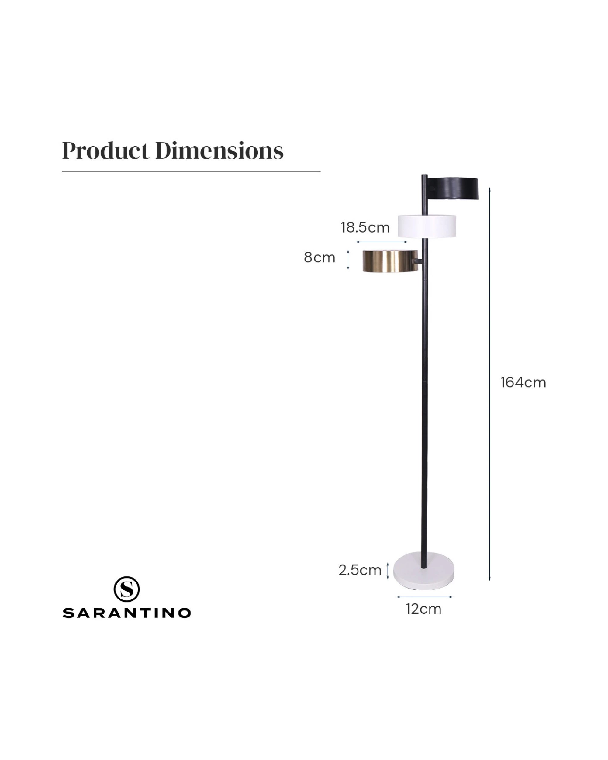 5 Sarantino Metal Floor Lamp with 3 Swirl Shades, 5 of 9