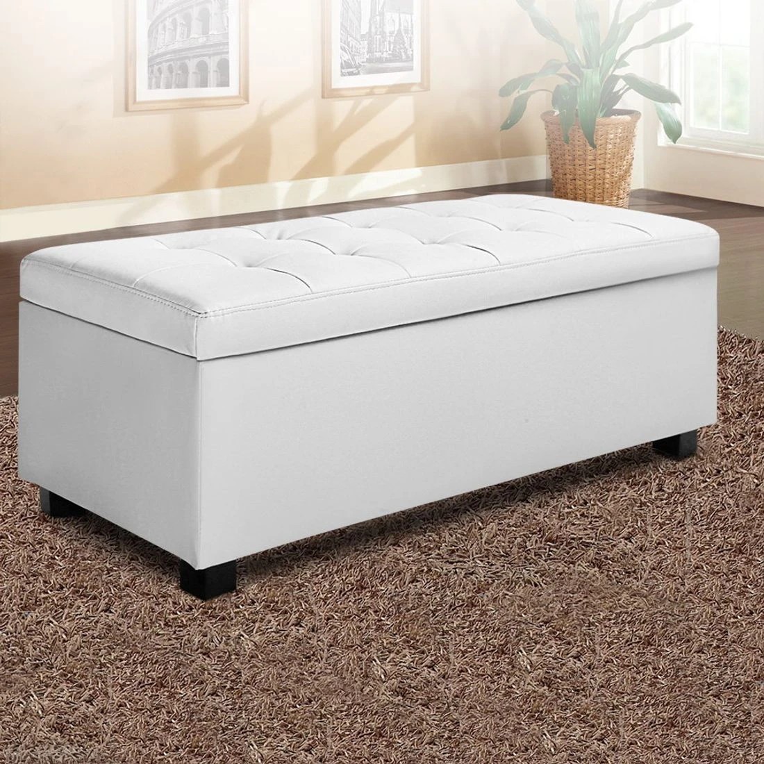 8 Artiss Storage Ottoman Blanket Box 97cm - White, 8 of 10
