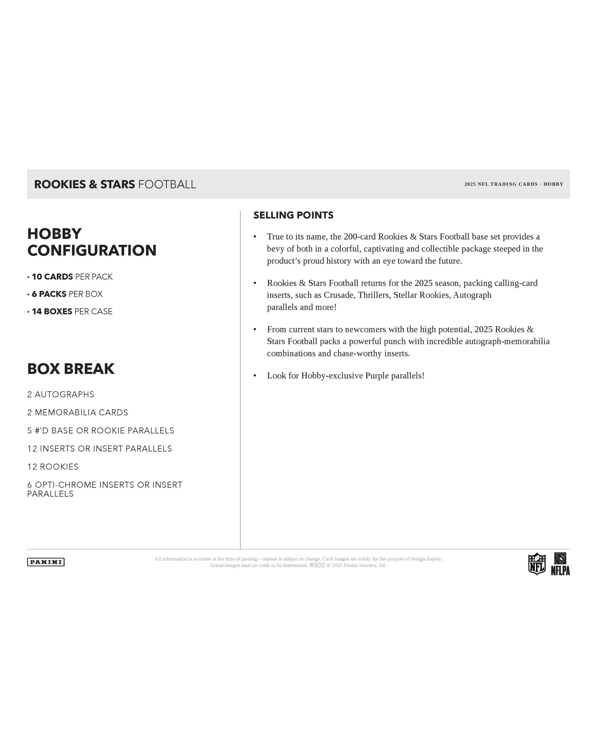 6 Panini NFL 2025 Rookies and Stars Football Hobby Pack, 6 of 10