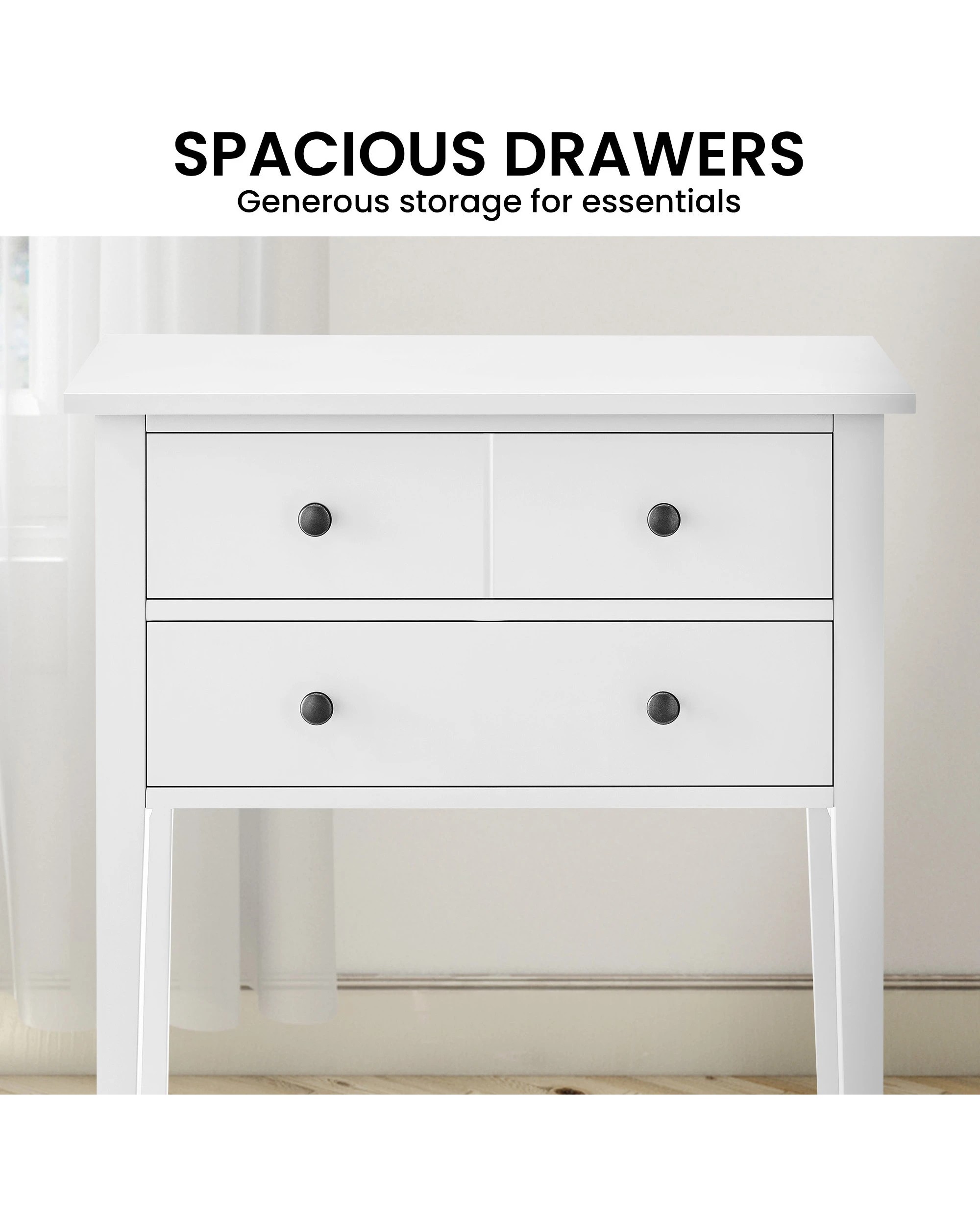 6 Sarantino Sven Bedside Table Night Stand - White, 6 of 9