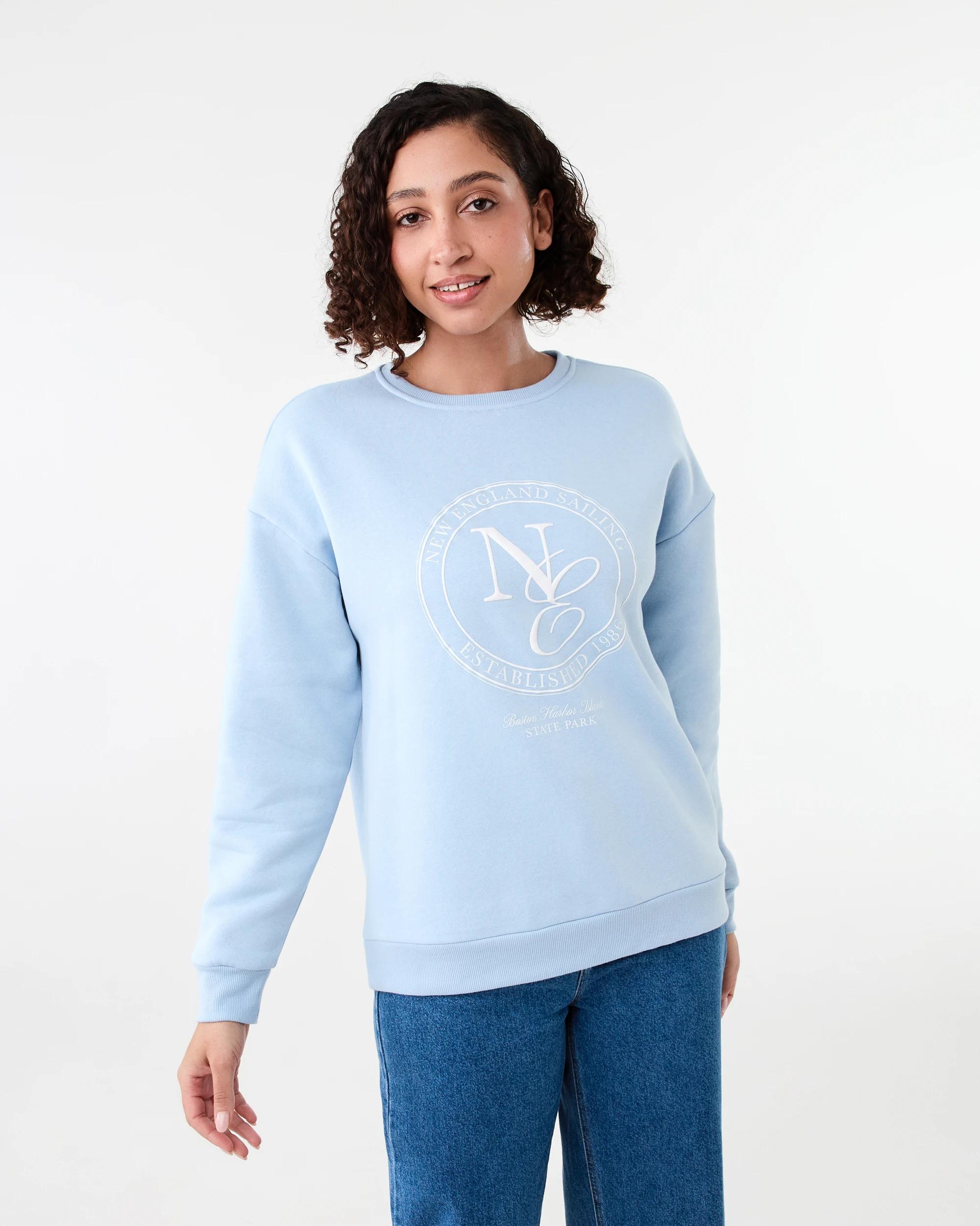 1 Long Sleeve Print Sweatshirt Sail Blue, 1 of 7