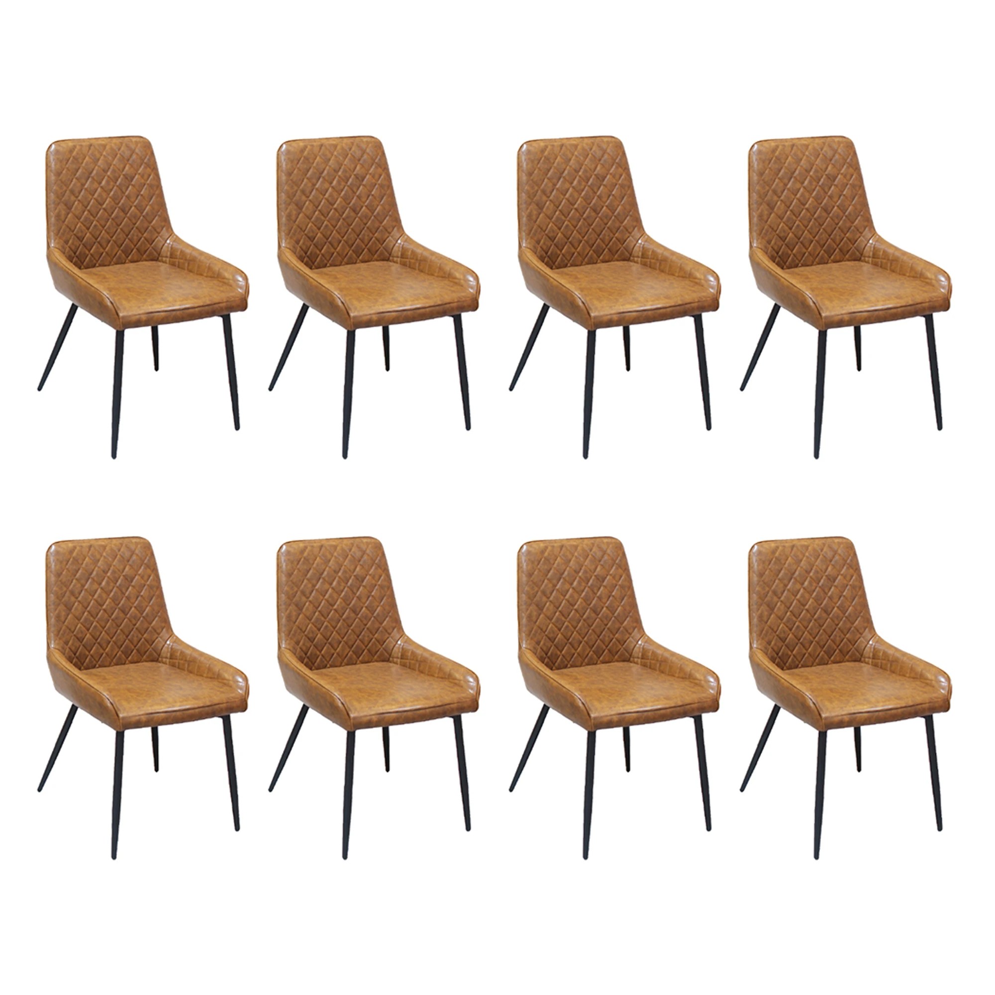 1 Levede Set Of 8 Pu Leather Padded Dining Chairs - Brown, 1 of 7