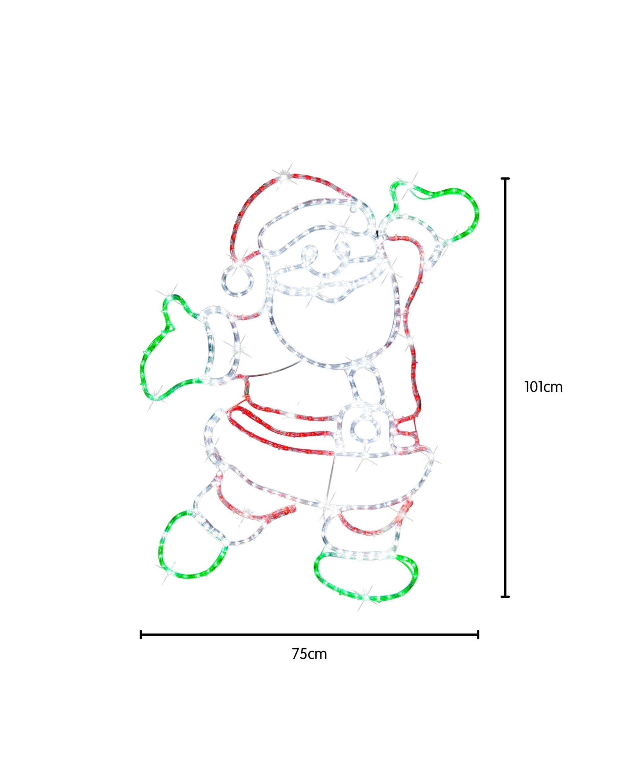 2 Festive Magic Happy Santa Twinkling LED Ropelight Decoration 101cm - Red, Green and White, 2 of 3