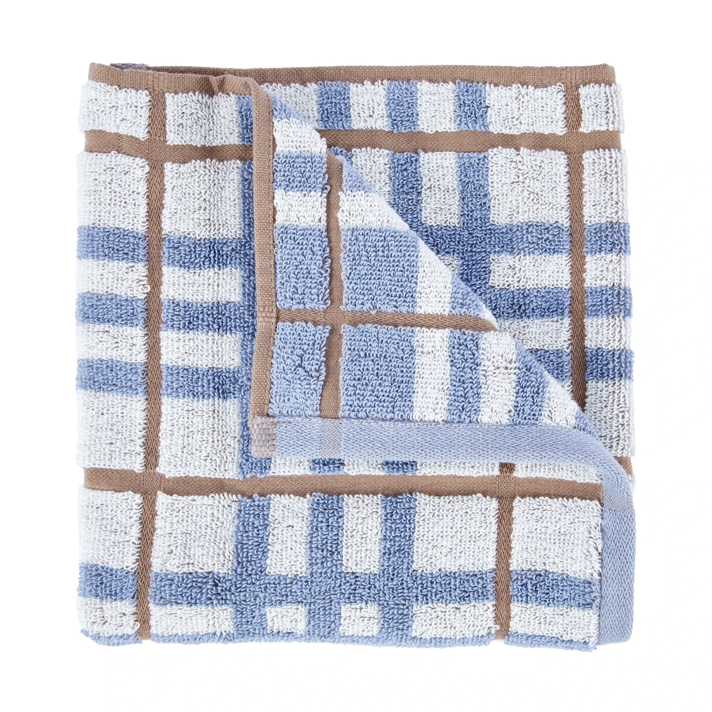 1 Cotton Check Hand Towel - Blue, 1 of 5