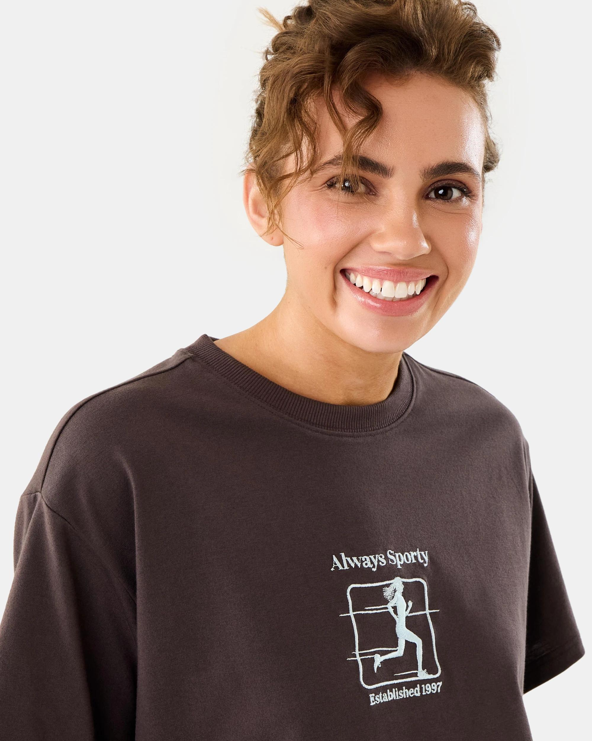 5 Active Womens Oversized Gym T-shirt Espresso, 5 of 8