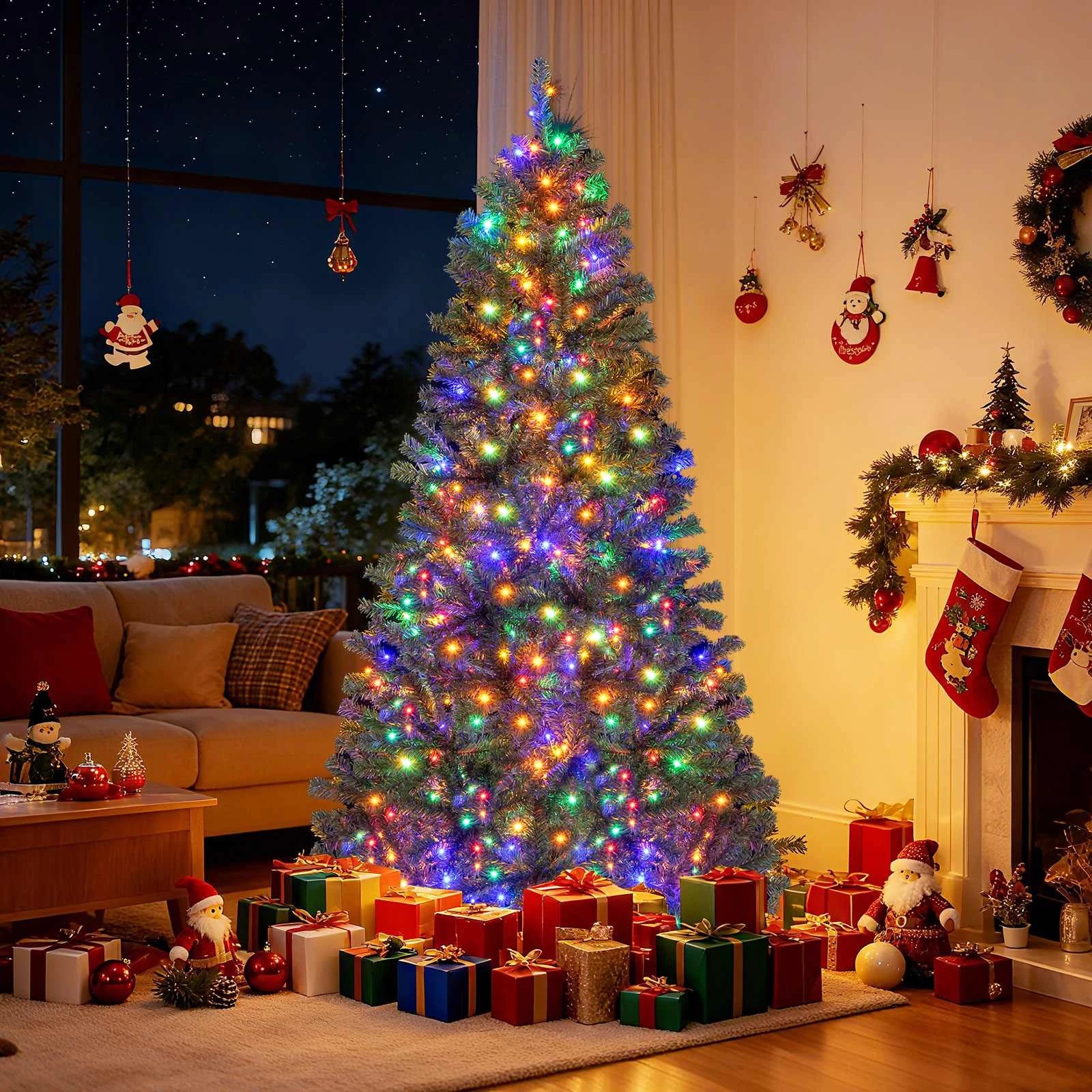 2 Costway 1.8M Christmas Tree Pre-lit Xmas Decor 500 Multicolored LED Light 635 Tips, 2 of 2