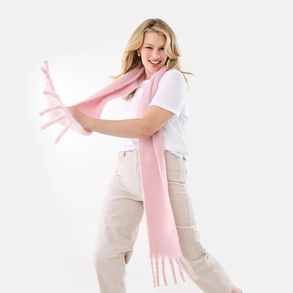 7 Narrow Fluffy Scarf Soft Pink, 7 of 7
