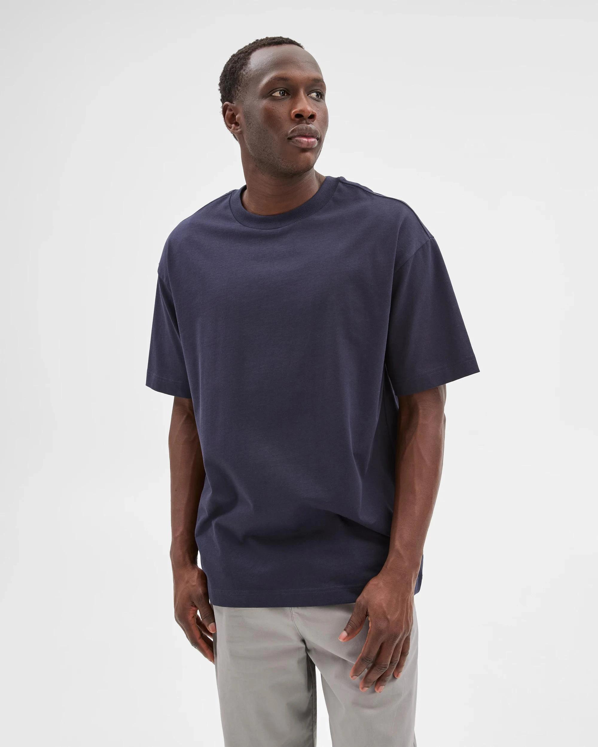 1 Commons Australian Cotton Oversized Heavy Core T-Shirt NAVY BLUE, 1 of 9