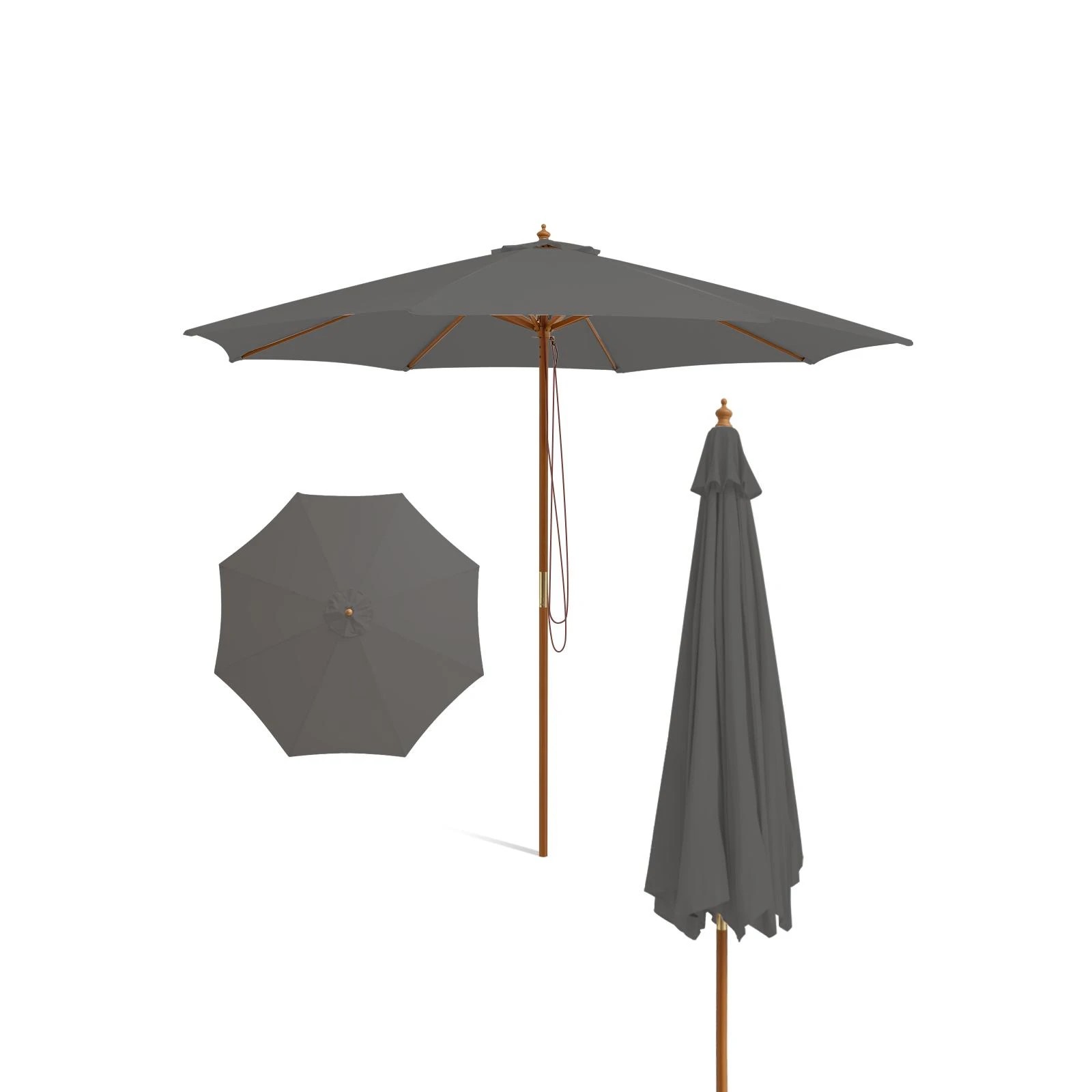 1 Costway 3M Patio Umbrella Outdoor Table Market Umbrella - Grey, 1 of 1