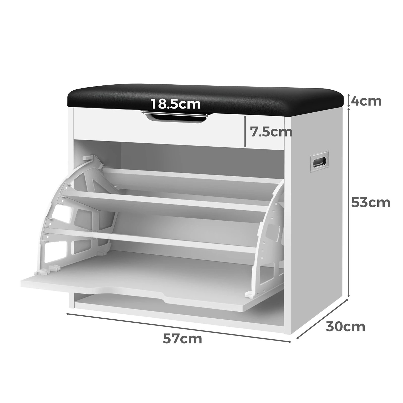9 Alfordson Shoe Cabinet Bench Storage Rack Organiser Shelf 12 Pairs - White, 9 of 10