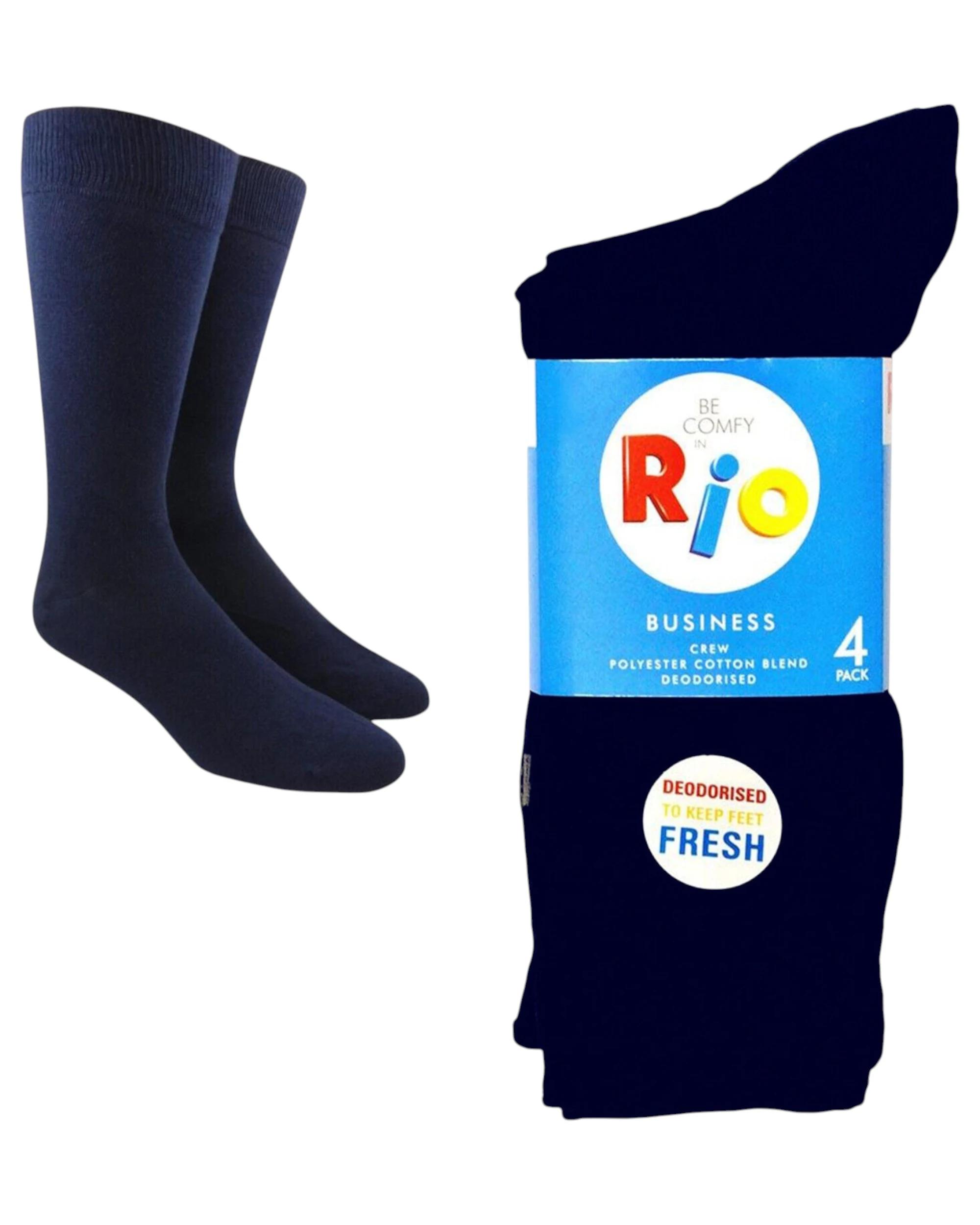 1 Rio 4 Pack Mens Business Crew Socks NAVY, 1 of 1
