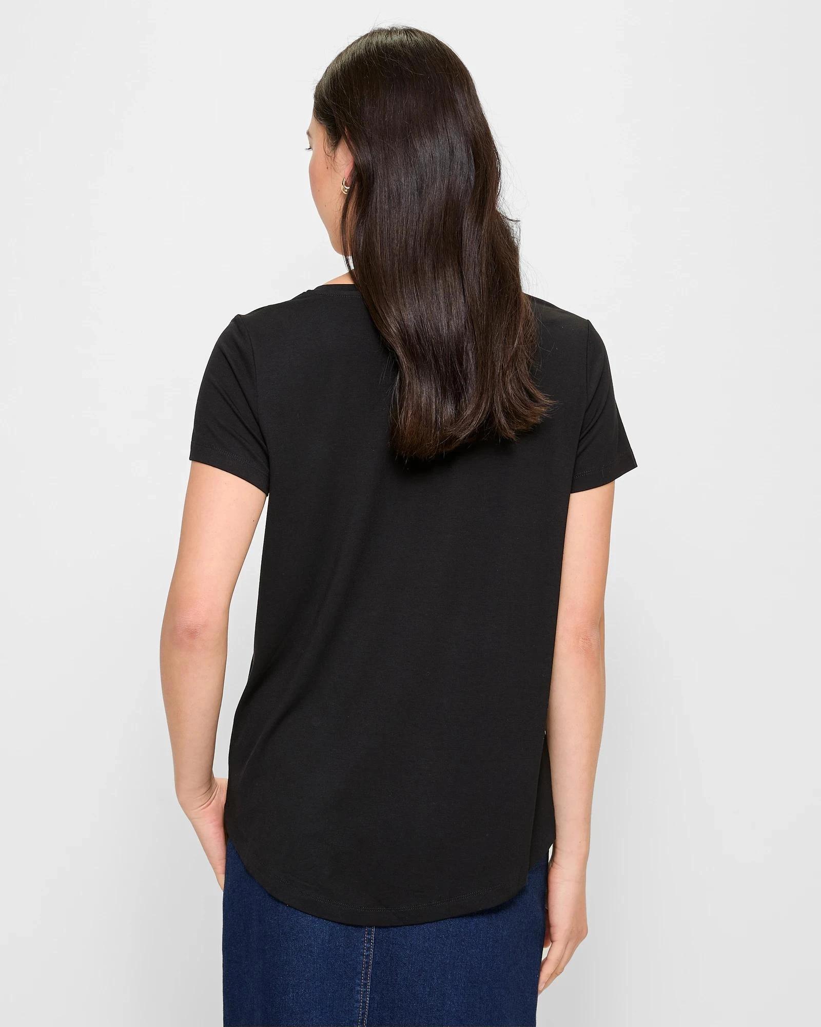 9 Target Viscose/Elastane V-Neck T-Shirt BLACK, 9 of 10