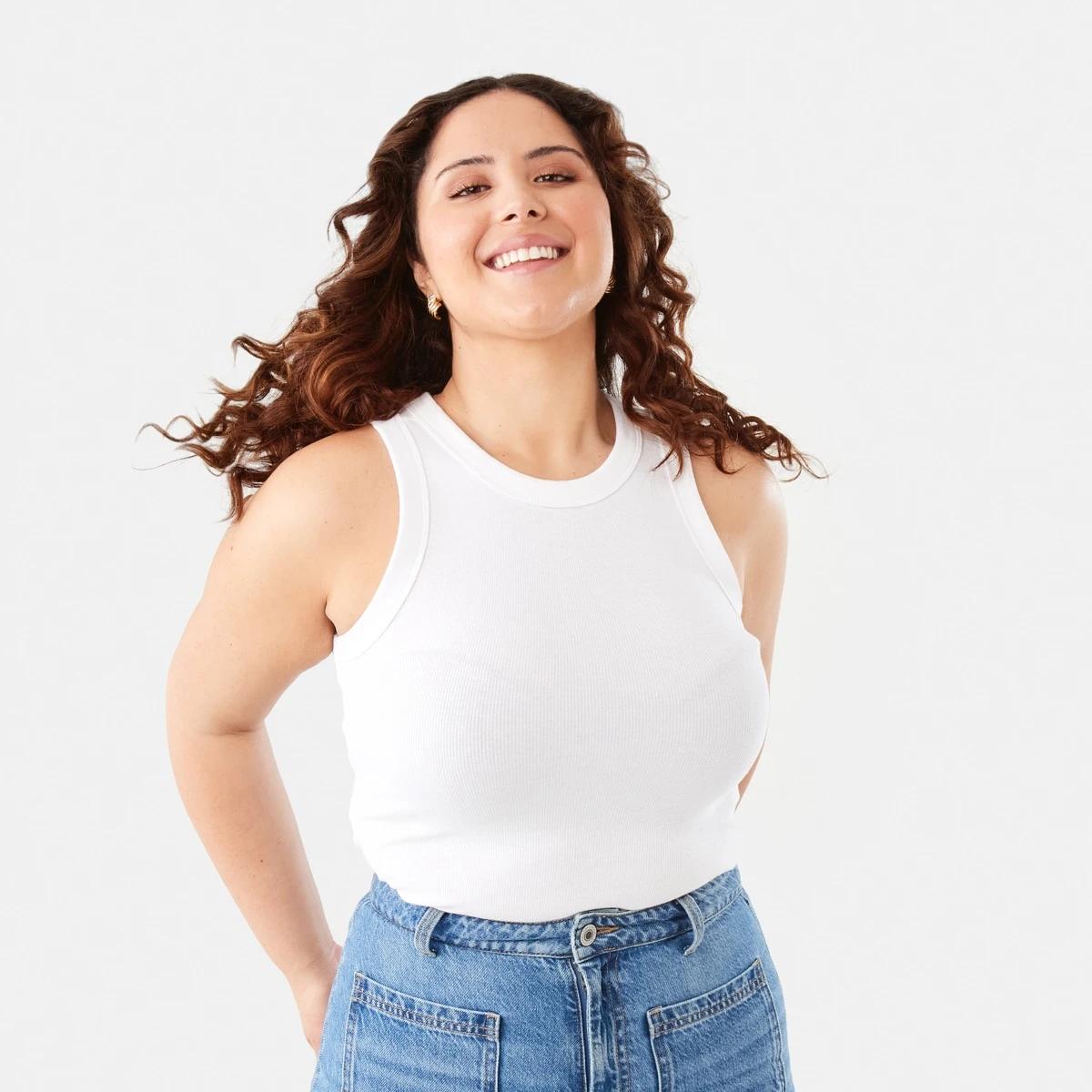 1 Sleeveless Rib Tank White, 1 of 8