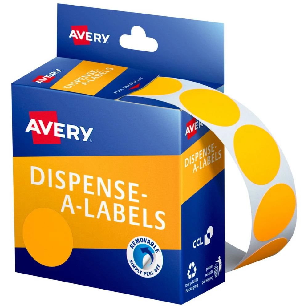 1 Avery Circle Label 14mm Fluorescent Orange 350 Pack, 1 of 1
