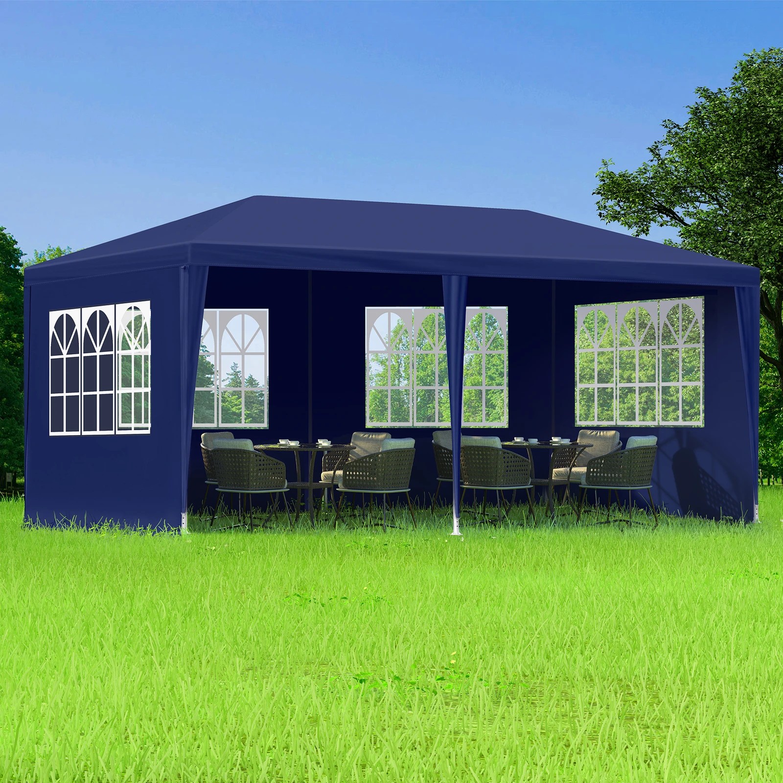 2 Alfordson Gazebo 3x6m Outdoor Wedding Camping Marquee Canopy Portable - Blue, 2 of 7