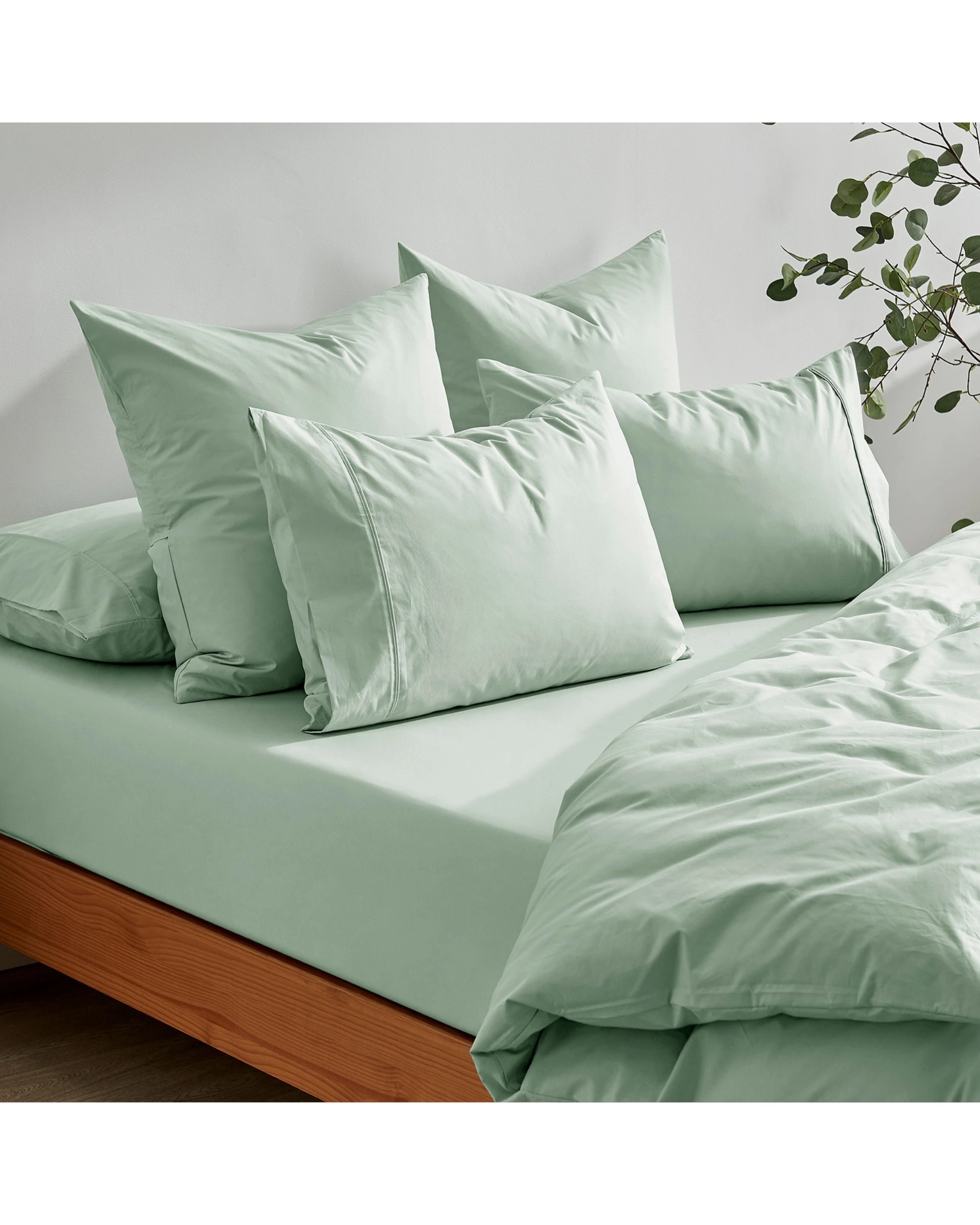 6 Dreamaker 300TC Cotton Percale Combo Fitted Sheet Set - King Bed - Sage, 6 of 8