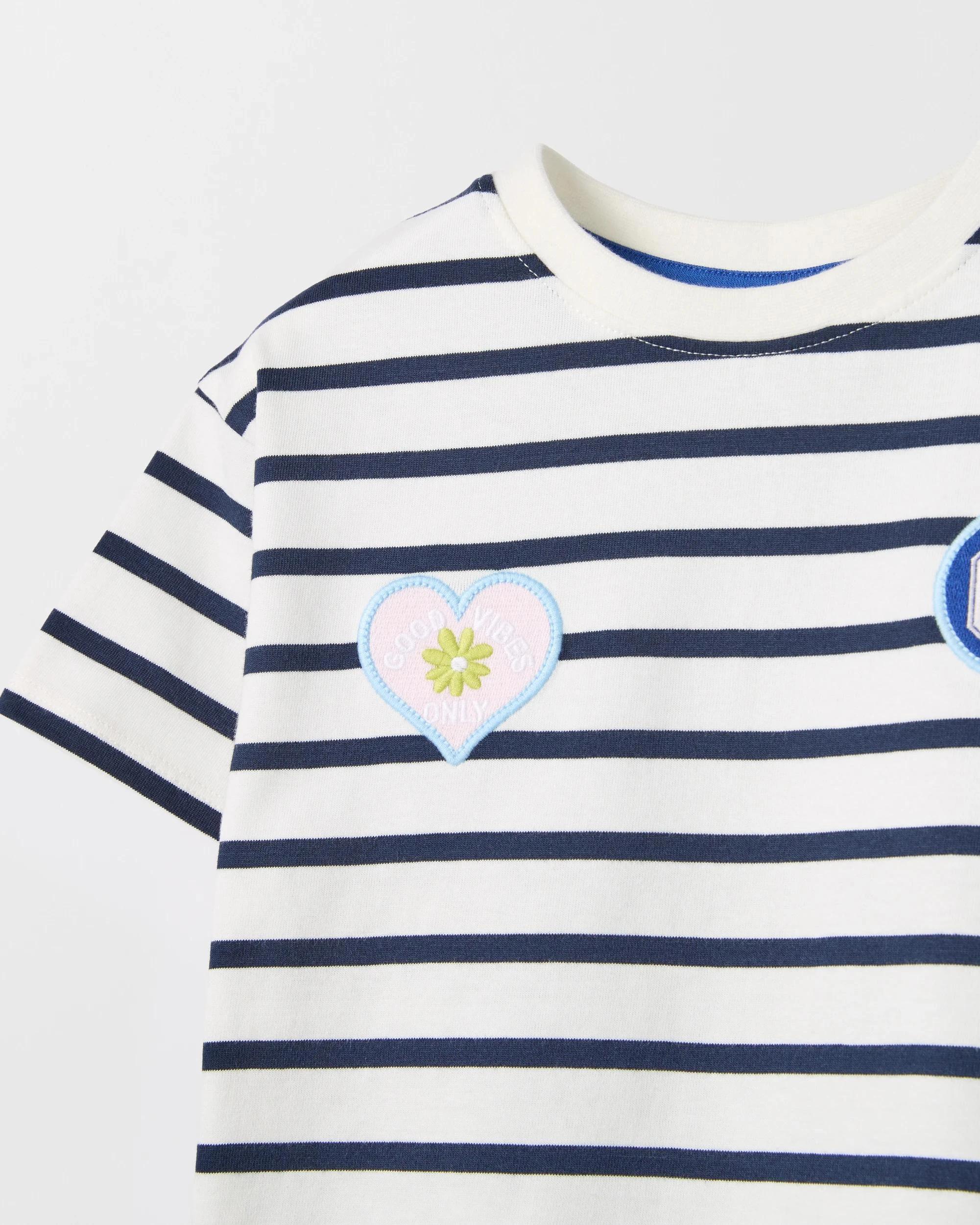 6 Target Kids Australian Cotton Short Sleeve Fashion T-Shirt STRIPE BADGE MULTI, 6 of 6