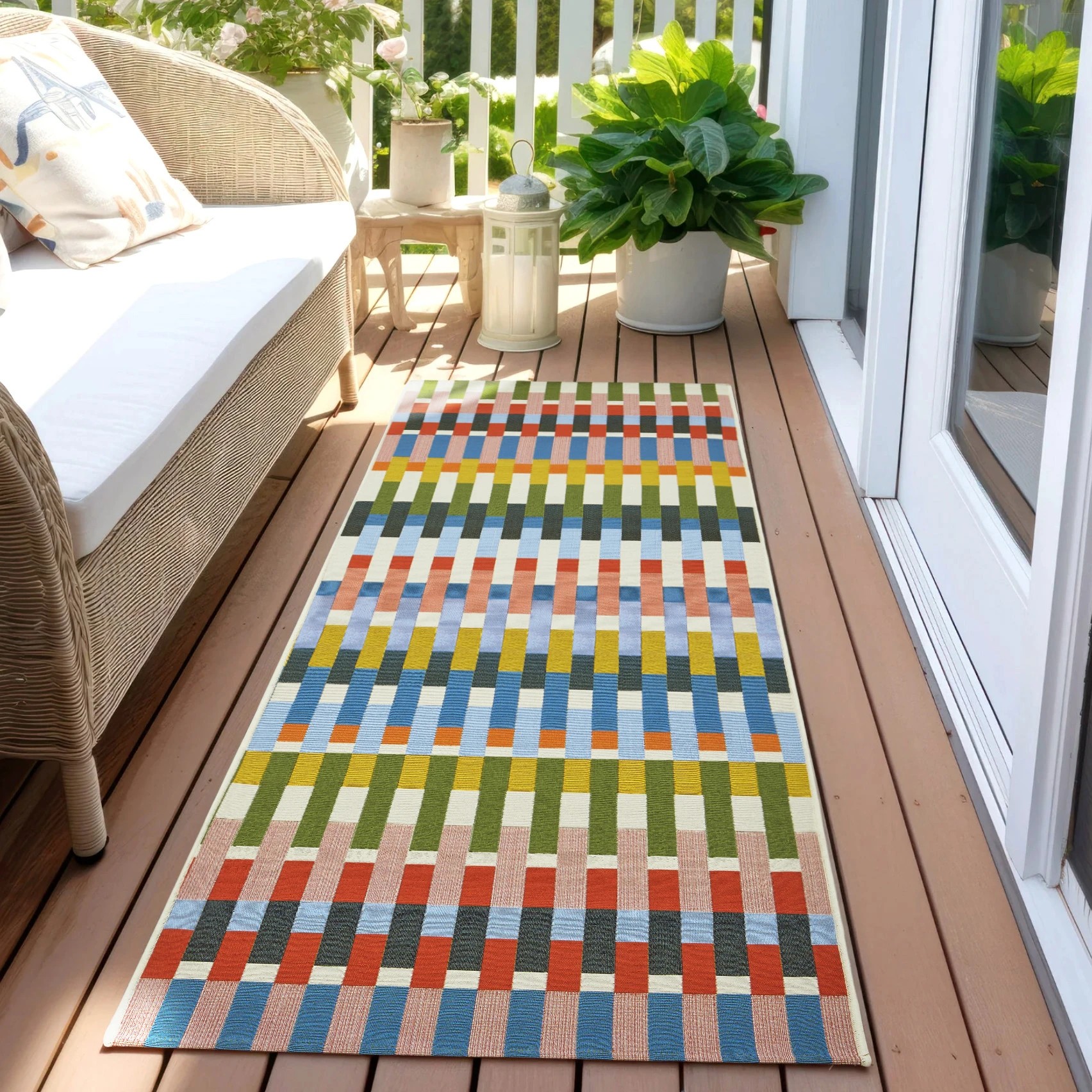 1 Common Ground Rugs Horizon Dante 200x80cm - Small Outdoor Rug - Multi, 1 of 7