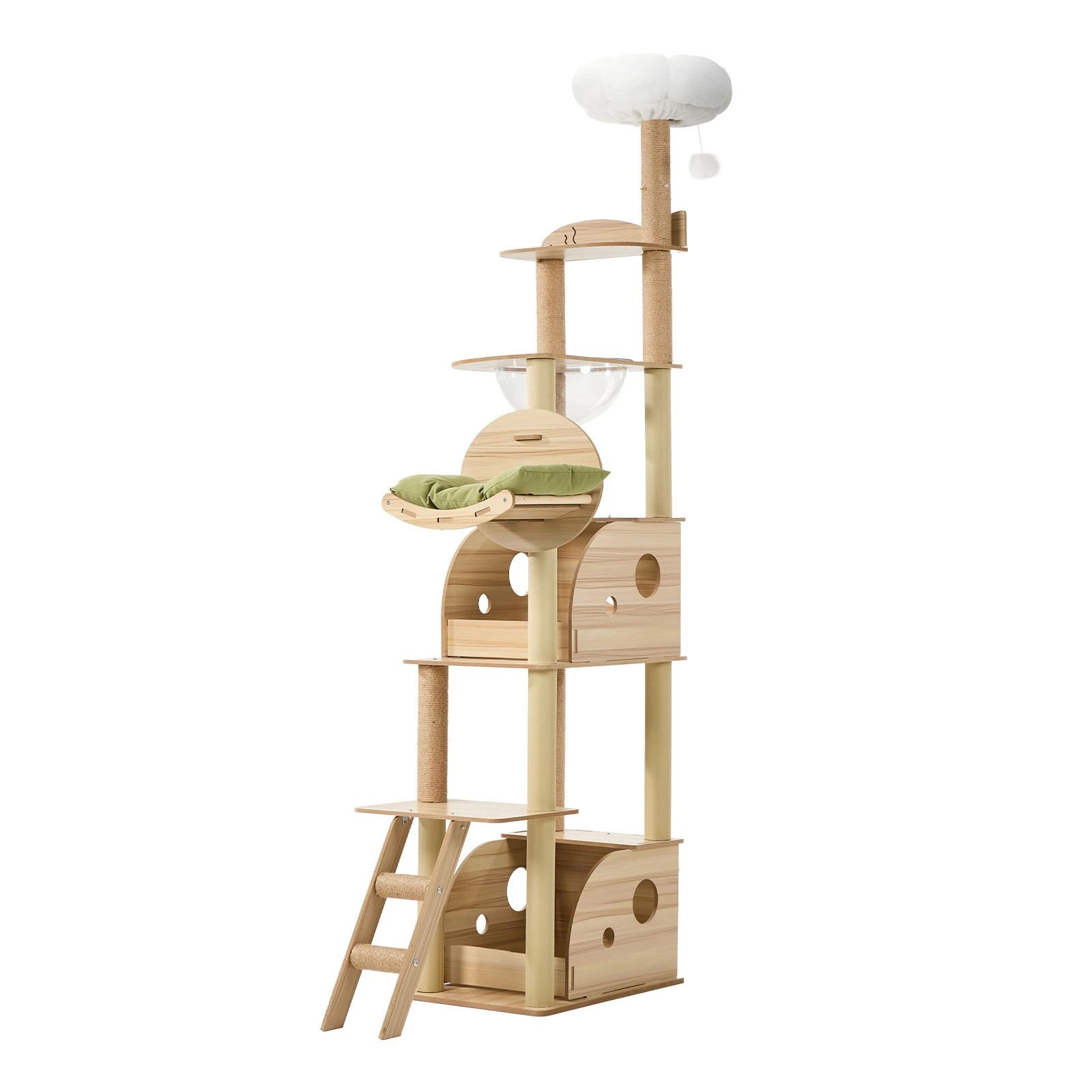 1 Alopet Cat Tree Tower Scratching Post Scratcher Condo House Bed Furniture 203cm - Natural, 1 of 7