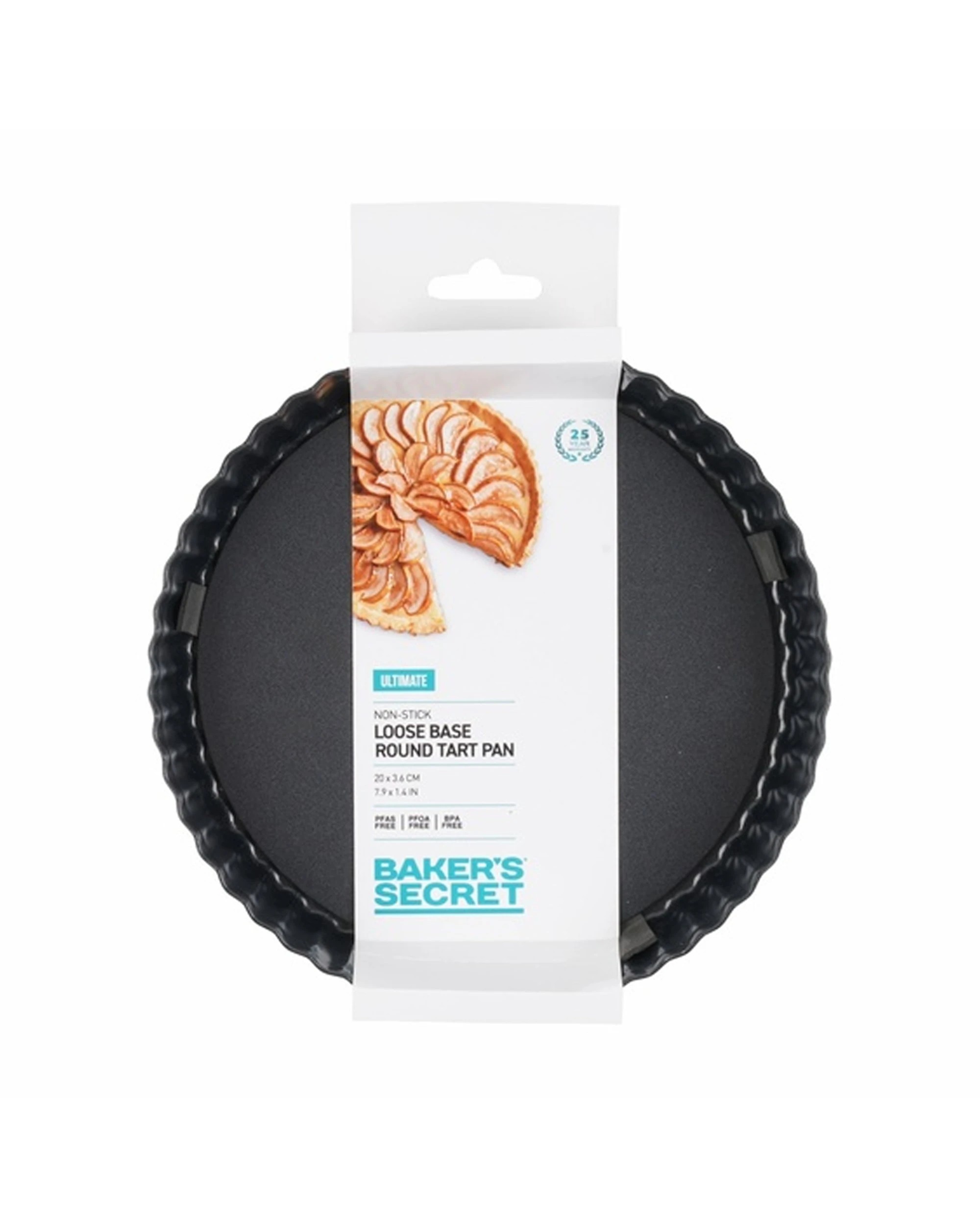 4 Bakers Secret Ultimate Non-Stick Loose Base Round Tart Quiche Pan 20cm - Black, 4 of 5