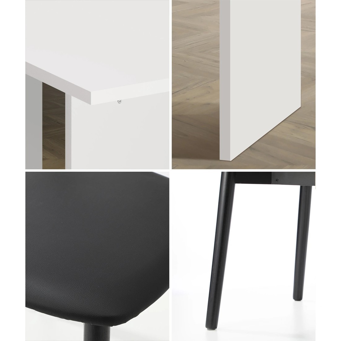 4 Oikiture 6-Seater Dining Table and Chairs Wooden Furniture Set - Black, 4 of 9