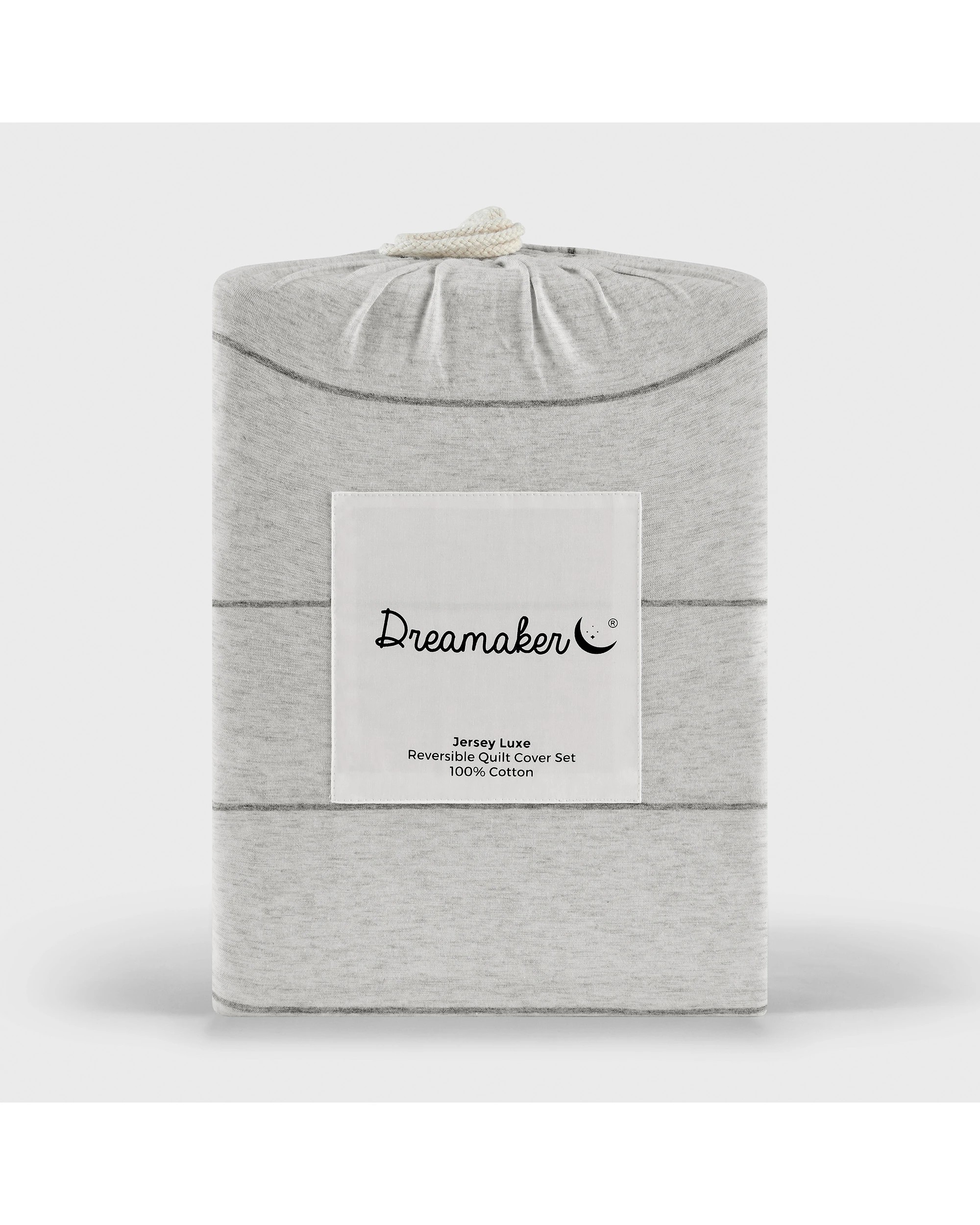 6 Dreamaker Jersey Luxe 100% Cotton Reversible Quilt Cover Set Charcoal - Single Bed - Silver Grey, 6 of 9