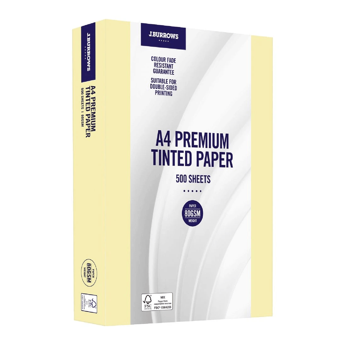 1 J.Burrows Premium A4 Tinted Paper Ream Yellow, 1 of 1