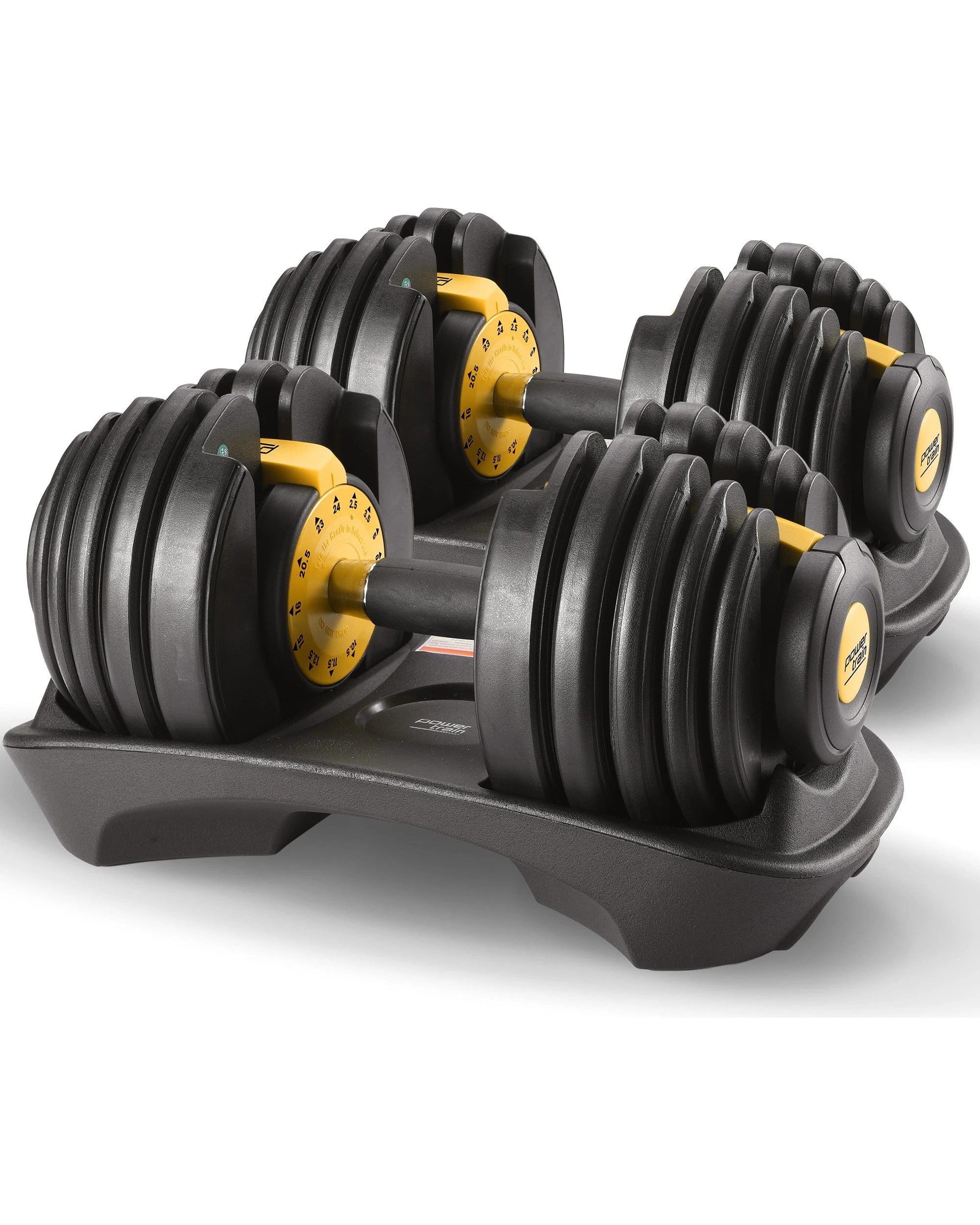 1 Powertrain 48kg Adjustable Dumbbell Set Home Gym Exercise Equipment Weights Gold, 1 of 7