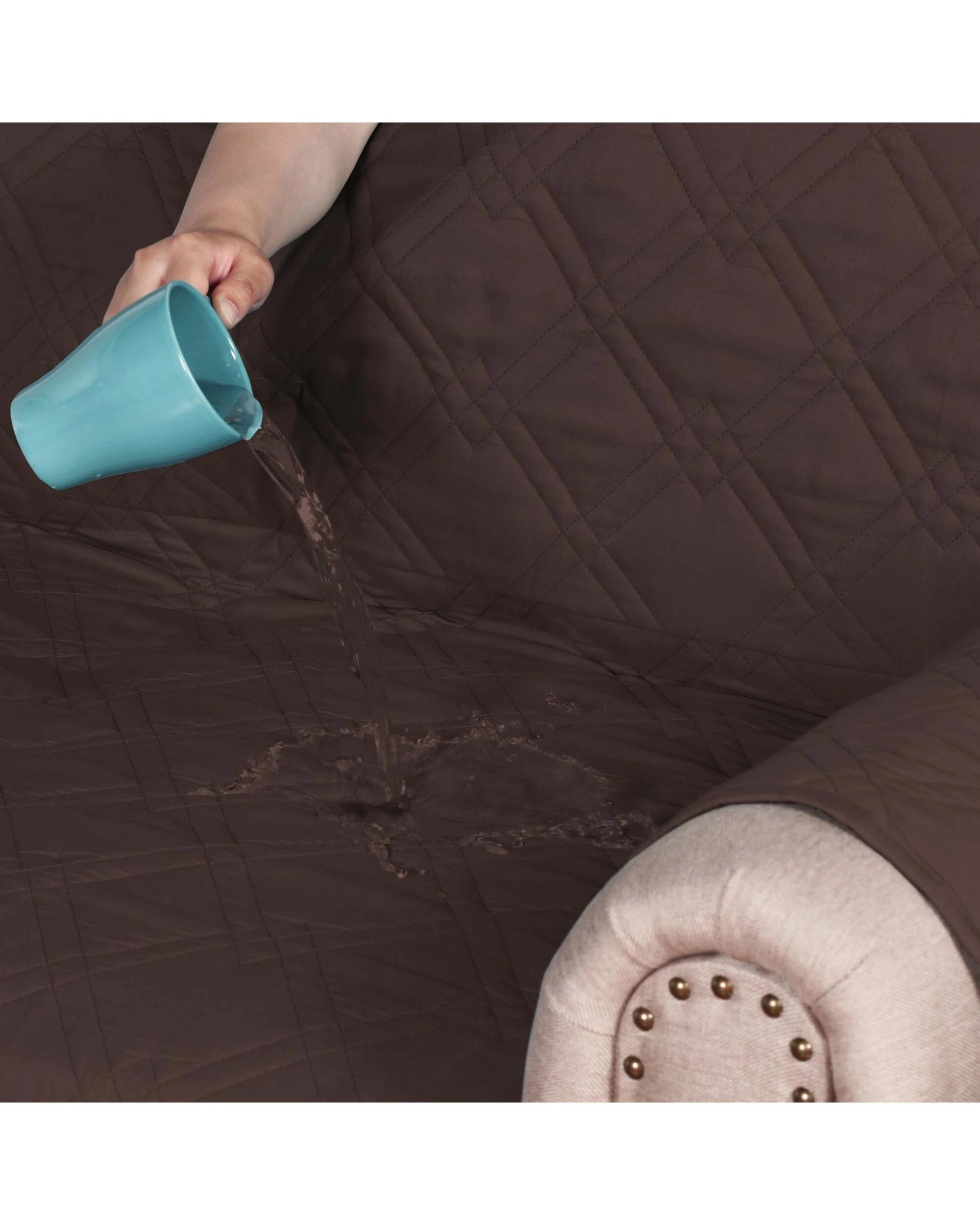 2 Smarcute 4 Seater Waterproof Sofa Cover Couch Cushion Furniture Protector - Brown, 2 of 4
