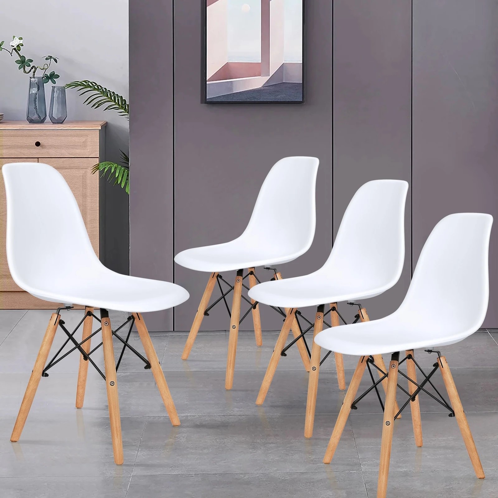 7 Alfordson 4x Dining Chairs Retro Steel Kitchen Lounge Cafe Solid Wood - White, 7 of 10