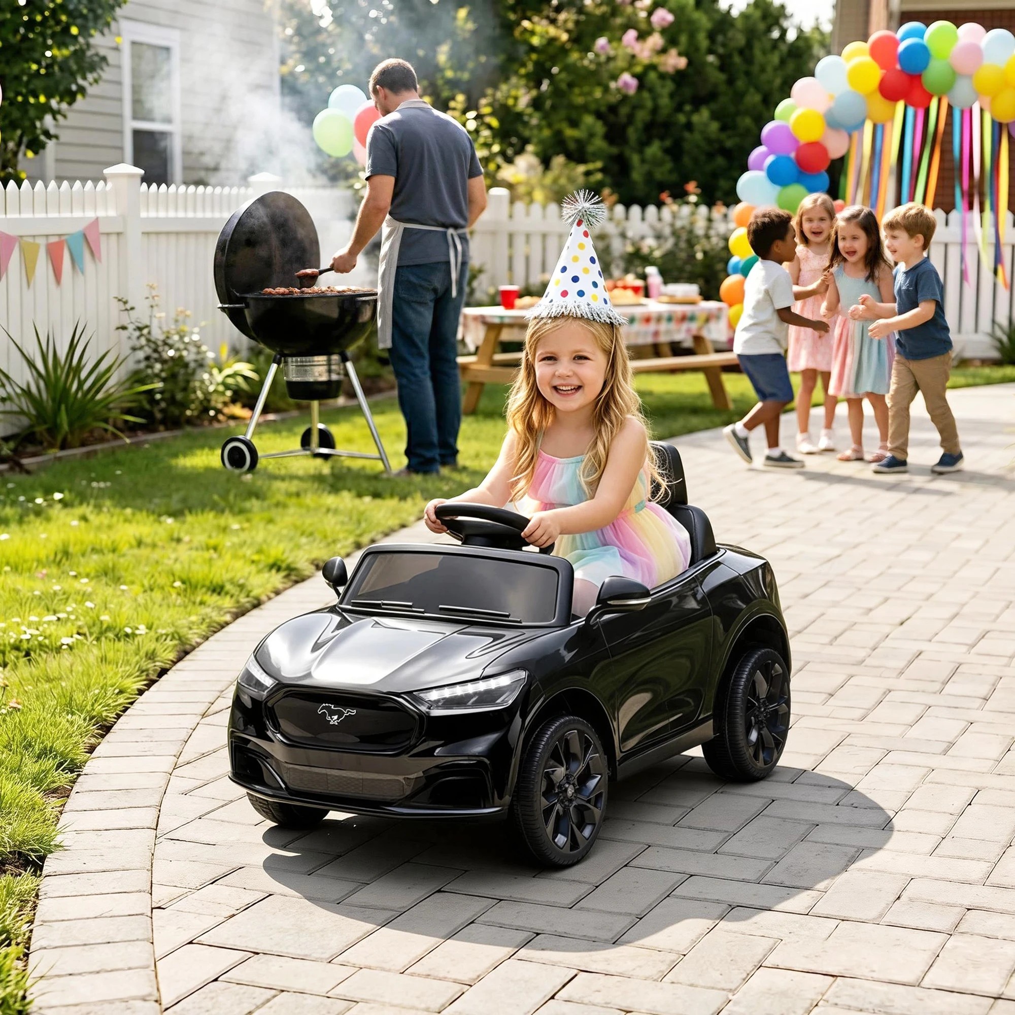 9 FORD Kids Ride On Car Licensed Ford 12V Electric Ride-On Toy with Remote Control Horn Music Headlights - Black, 9 of 9