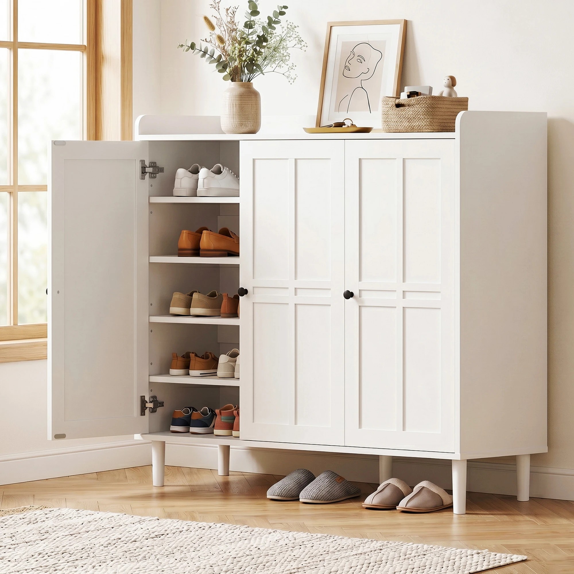 9 Artiss Shoe Rack Cabinet Storage Cupboard Adjustable Shelf - White, 9 of 10