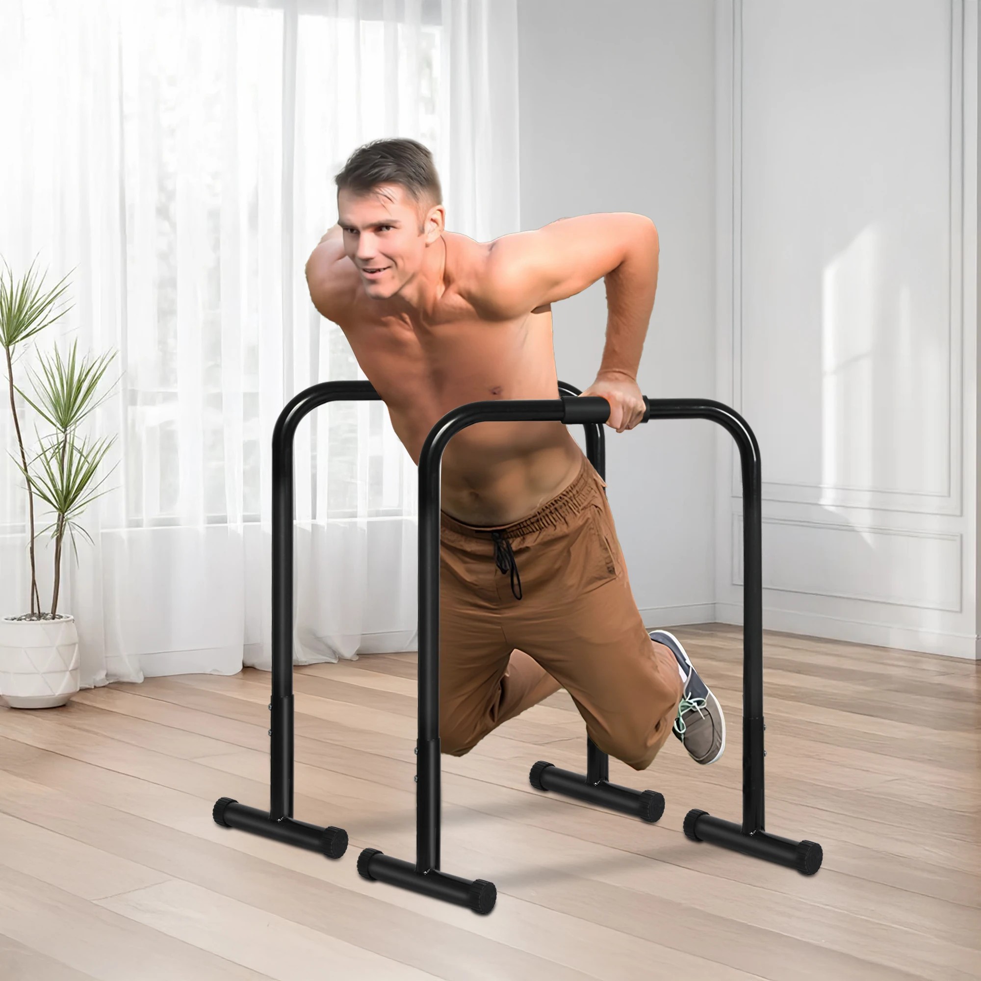 8 Centra Parallel Dip Bar Push Up Station Stand Adjustable Height Strength Train, 8 of 9