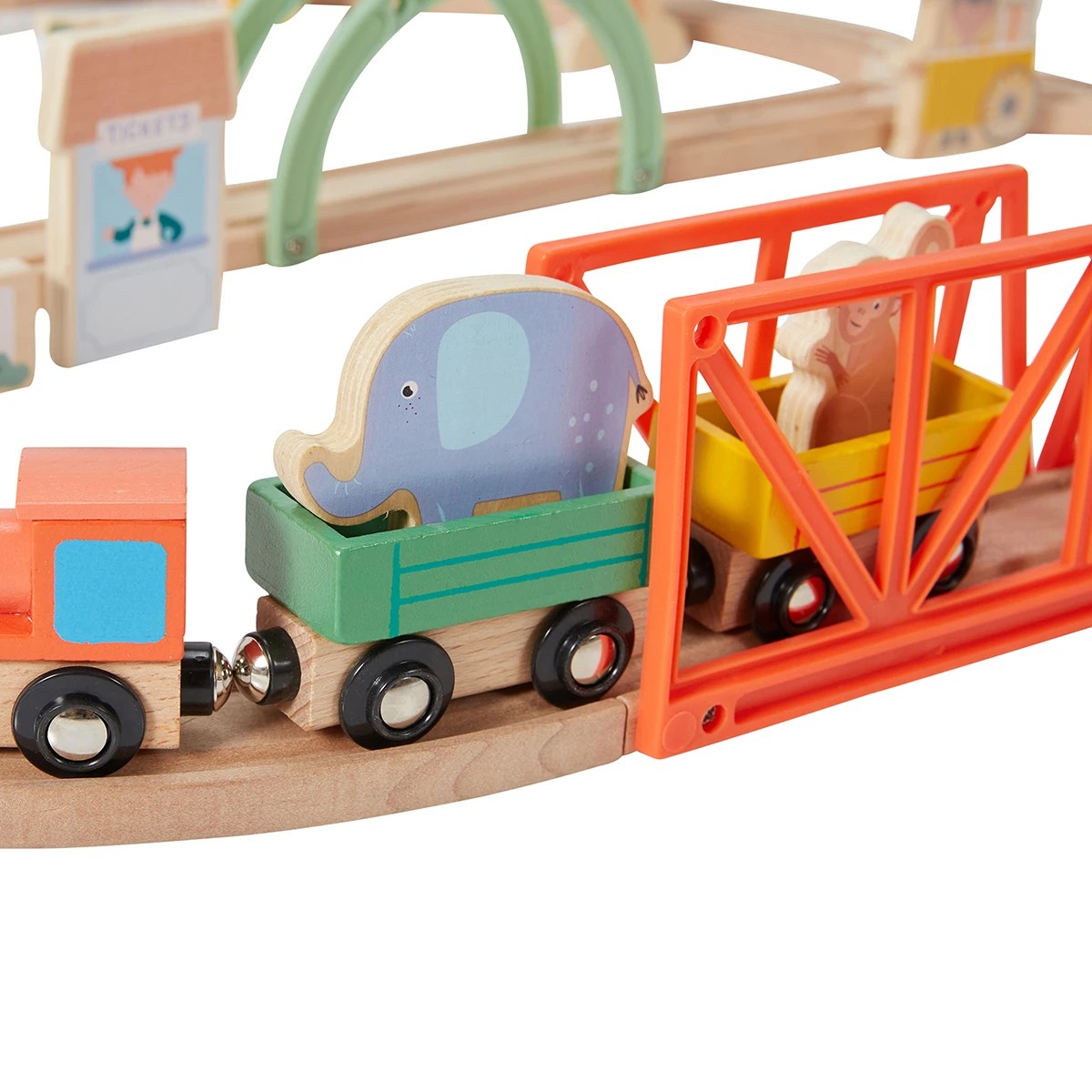 5 55 Piece Wooden Train Zoo Playset, 5 of 10