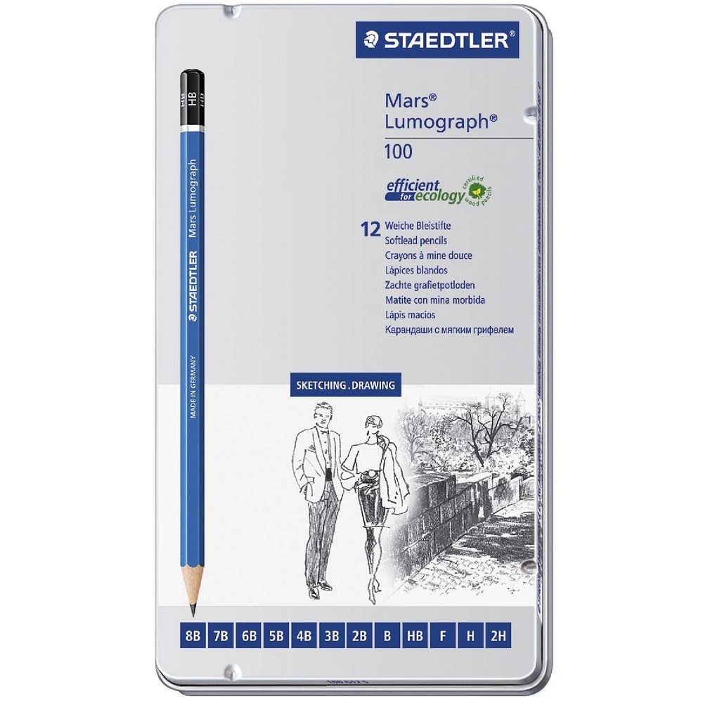 2 Staedtler Mars Lumograph 100 Sketching Pencils 12 Pack, 2 of 8