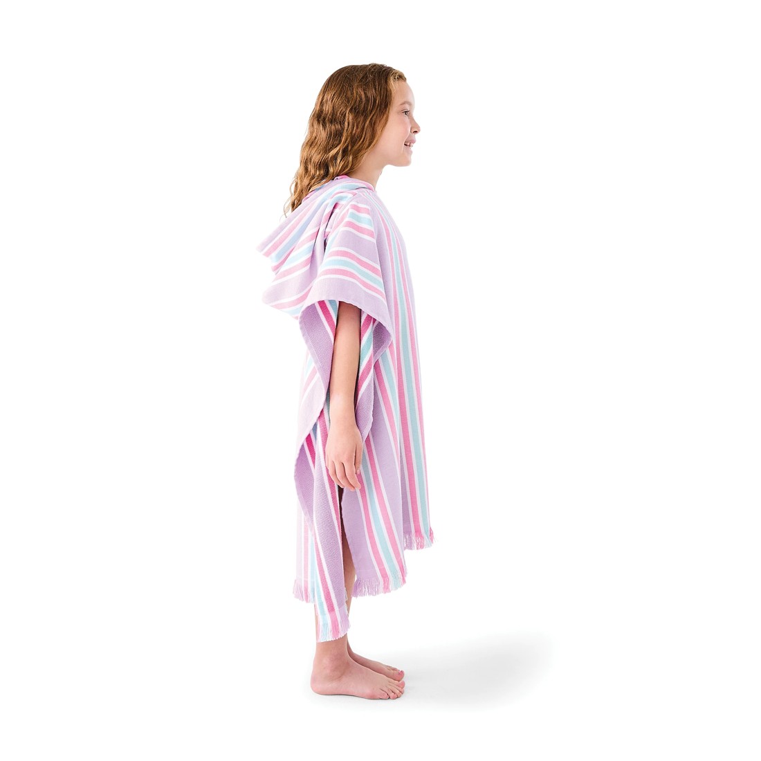 3 Kids Hooded Turkish Beach Towel - Lilac and Green, 3 of 9