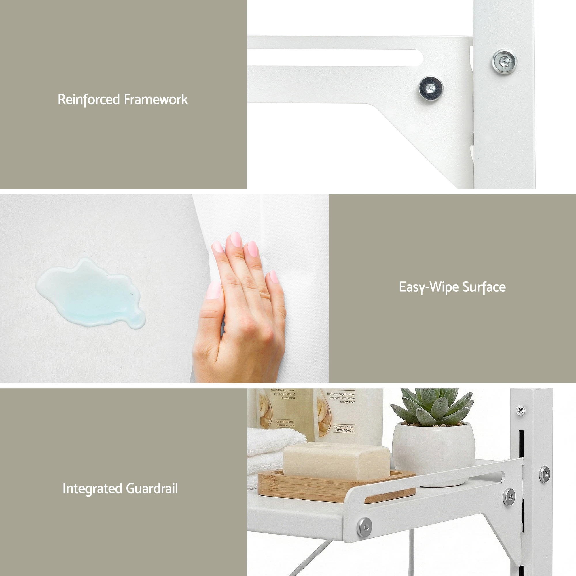 8 Artiss Over Toilet Bathroom Storage Shelf Rack Over Toilet 2 Tier - White, 8 of 8