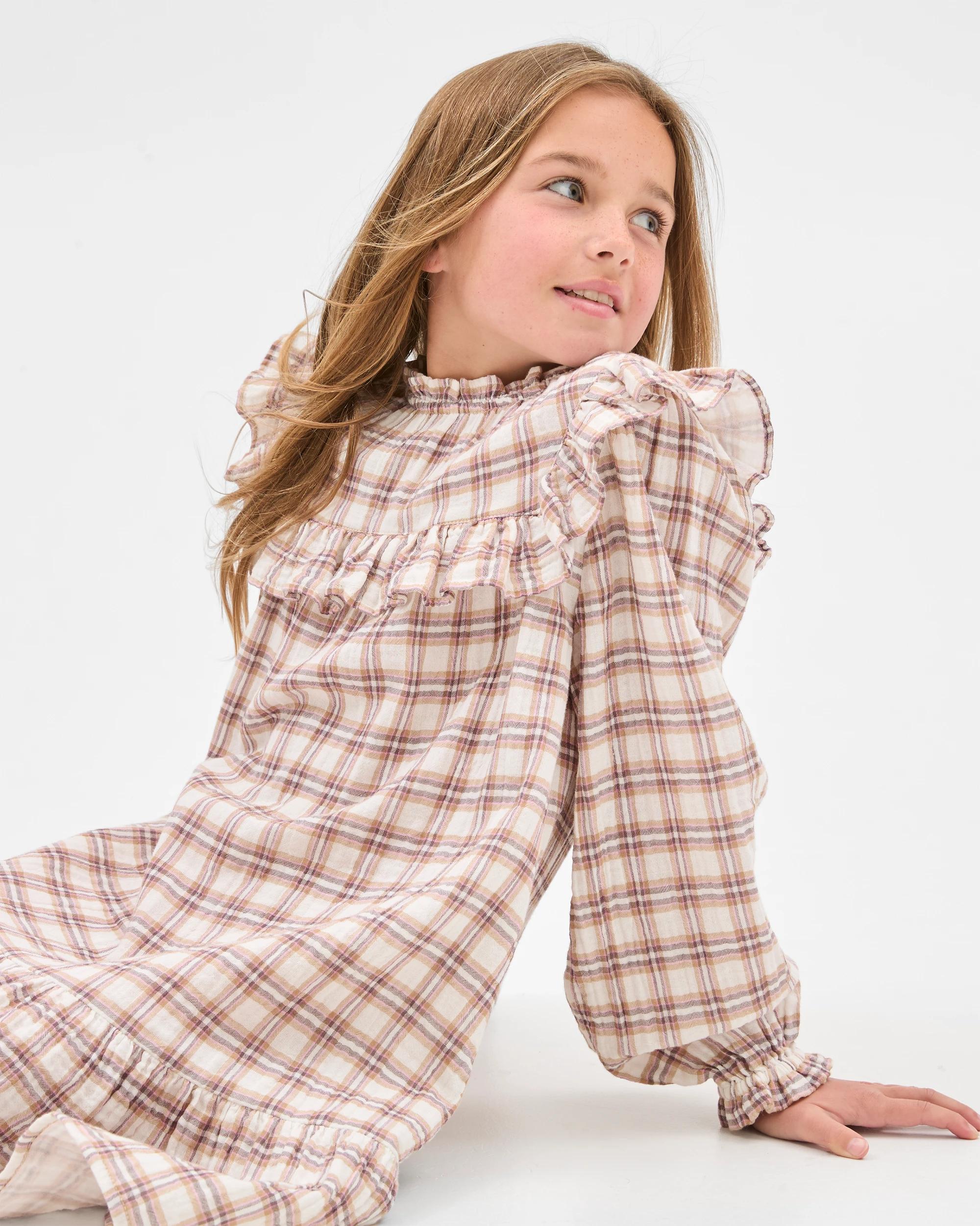 4 Target Kids Long Balloon Sleeve Woven Dress CHECK, 4 of 8