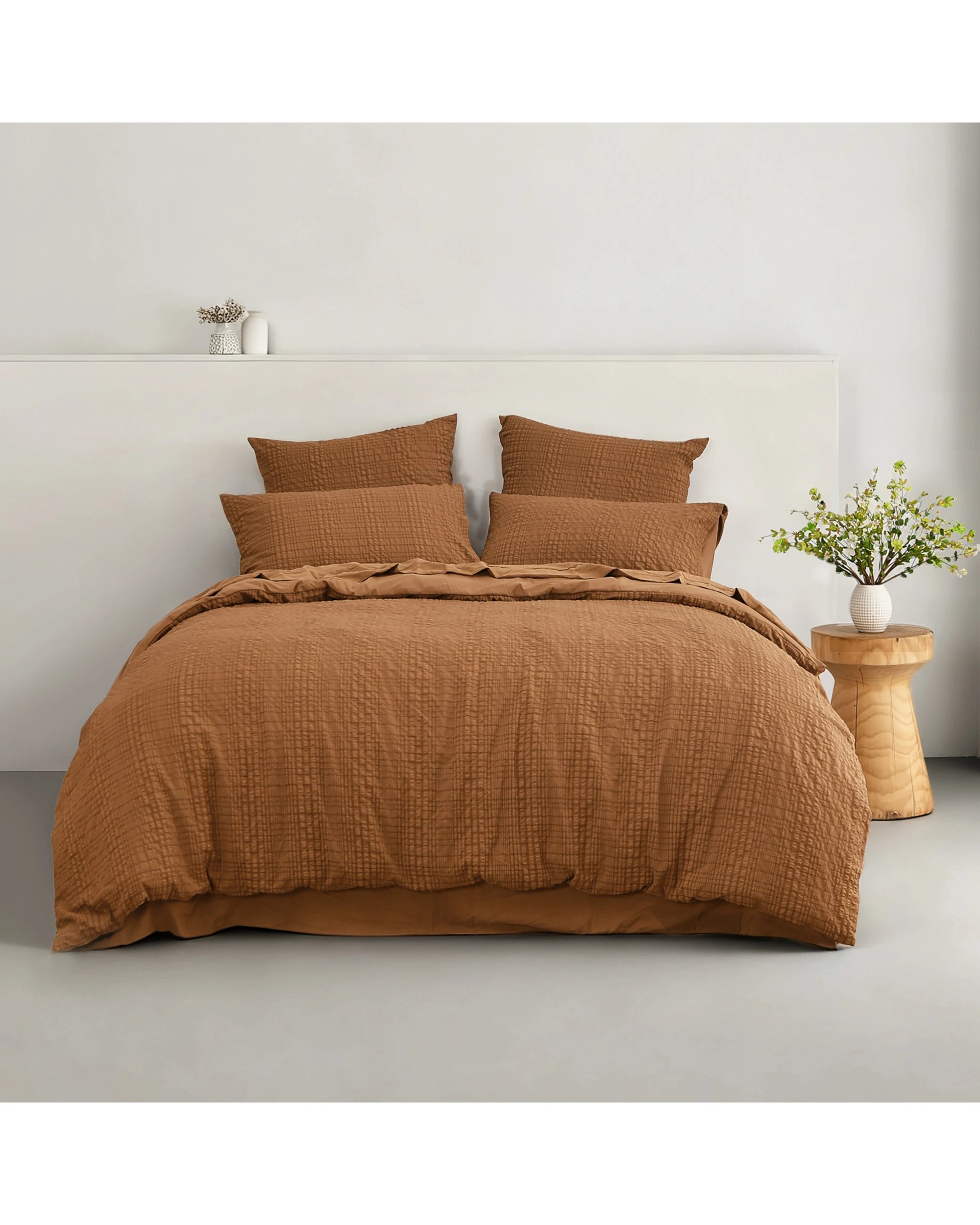 7 Dreamaker Ellis Seersucker Quilt Cover Set - Double Bed - Rust, 7 of 7