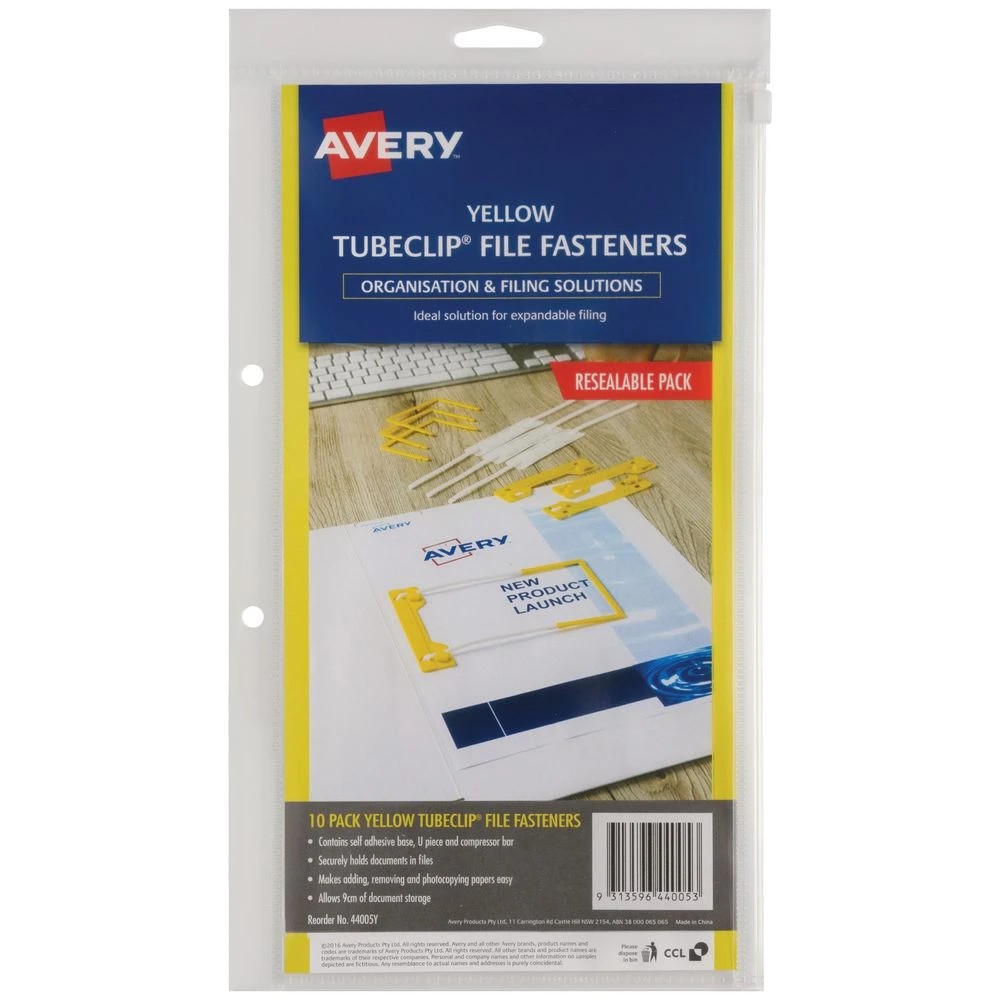 2 Avery Tubeclip Fastener Yellow 10 Pack, 2 of 3
